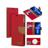 iPhone 13 Pro Max Case Mercury Canvas Diary Secure PU Leather - Red
