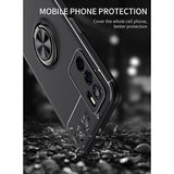 OPPO A16 Case Armour Shockproof with Metal Ring Holder - Black