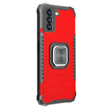 Samsung Galaxy S21 FE Case Shockproof With Metal Ring Holder - Red