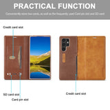 Samsung Galaxy S22 Ultra 5G Case LC.IMEEKE Secure Flip - Brown