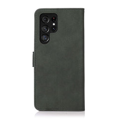 Samsung Galaxy S23 Ultra 5G Case Matte Texture Secure Flip Wallet - Dark Green
