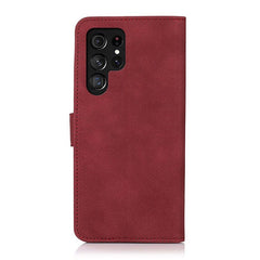 Samsung Galaxy S23 Ultra 5G Case Matte Texture Secure Flip Wallet - Red