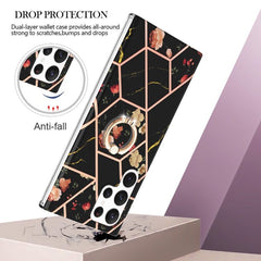 Samsung Galaxy S23 Ultra 5G Case Splicing Marble IMD - Black Flower