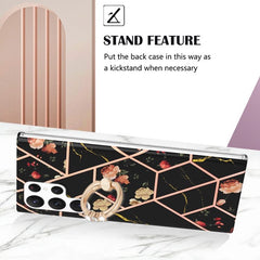 Samsung Galaxy S23 Ultra 5G Case Splicing Marble IMD - Black Flower