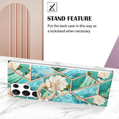 Samsung Galaxy S23 Ultra 5G Case Splicing Marble IMD - Blue Flower