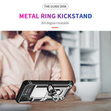 Samsung Galaxy Z Flip 4 5G Case Shockproof with Metal Ring Holder - Silver