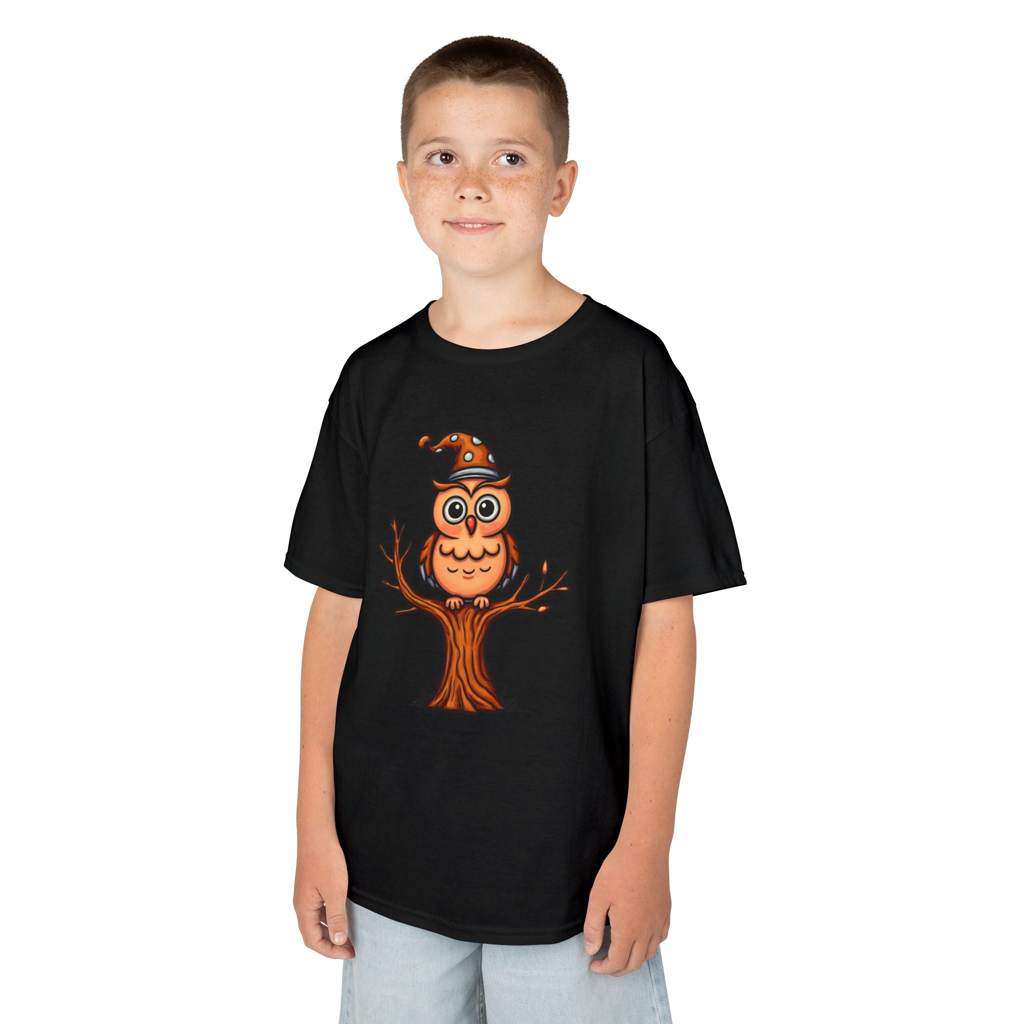 Whimsical Owl Kids Tee, Fun Graphic T-Shirt for Boys and Girls, Cute Halloween Shirt