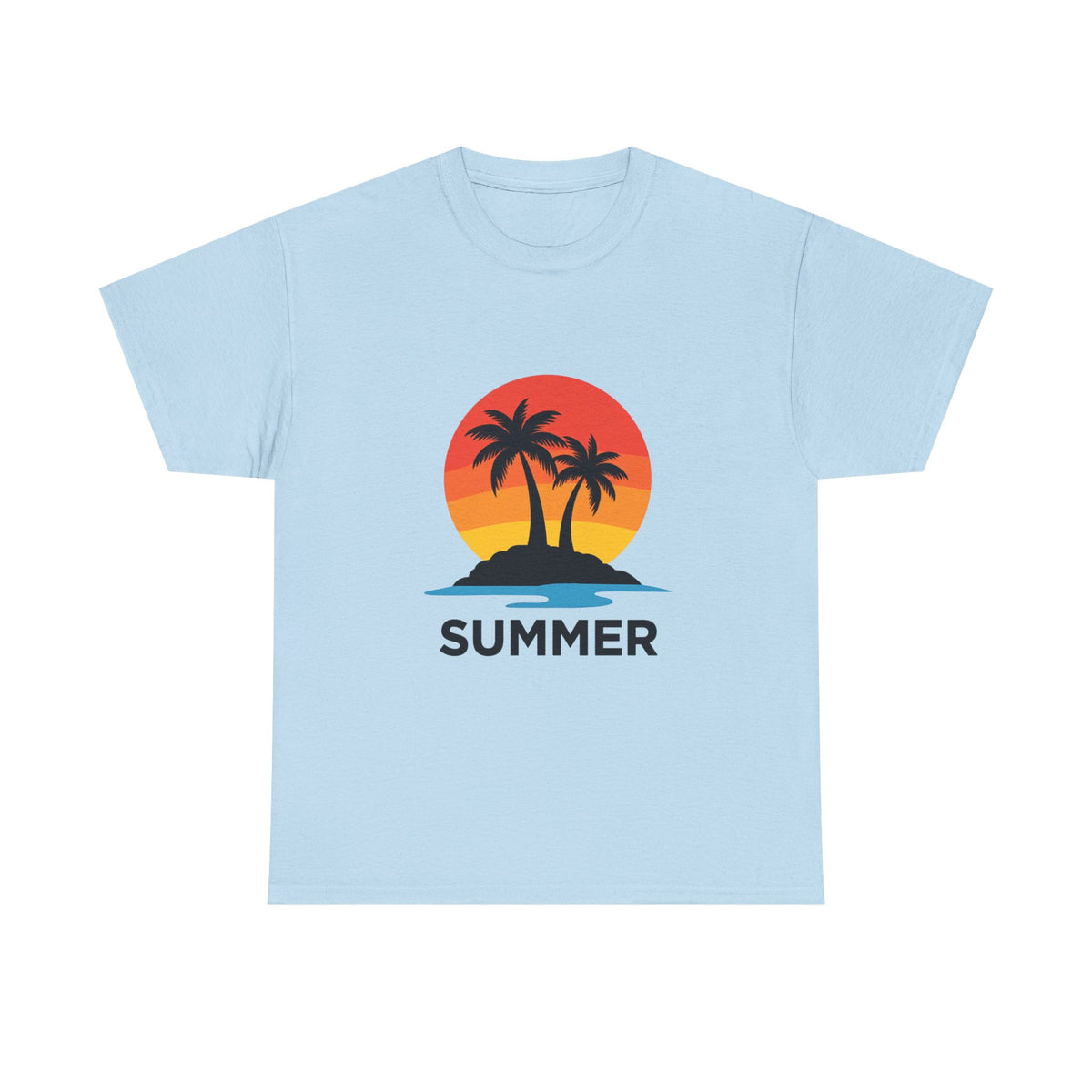 Summer Vibes Unisex Heavy Cotton Tee, Beach Shirt, Vacation T-Shirt, Casual Summer Wear, Tropical Graphic Tee, Gift for Him/Her