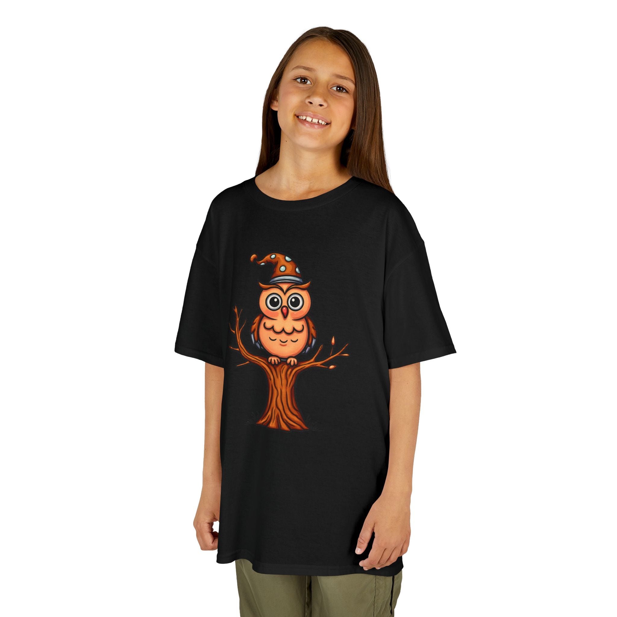 Whimsical Owl Kids Tee, Fun Graphic T-Shirt for Boys and Girls, Cute Halloween Shirt