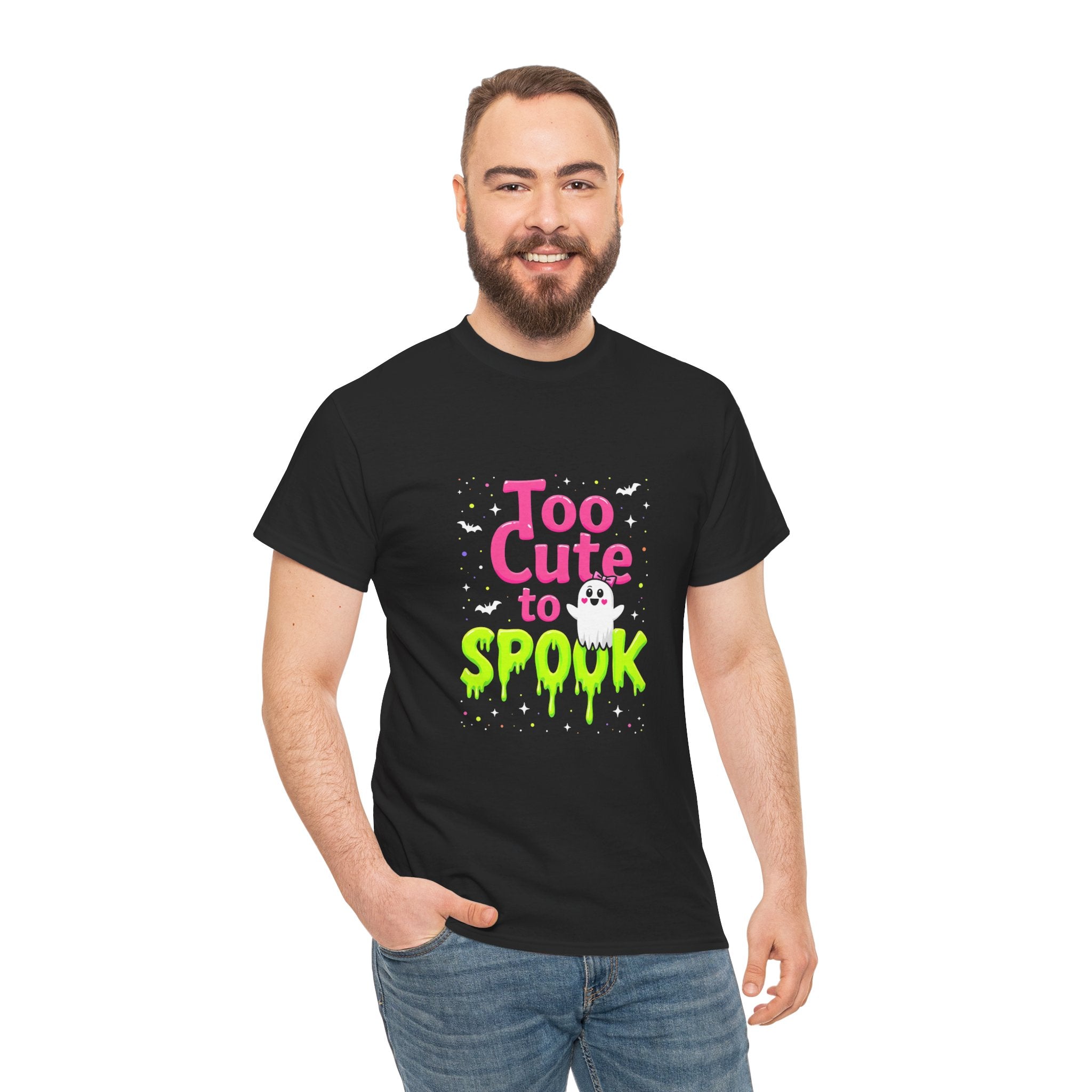Too Cute to Spook Halloween Tee, Unisex Heavy Cotton Shirt, Spooky Apparel, Cute Ghost T-Shirt, Halloween Costume Top, Fun Halloween Gift