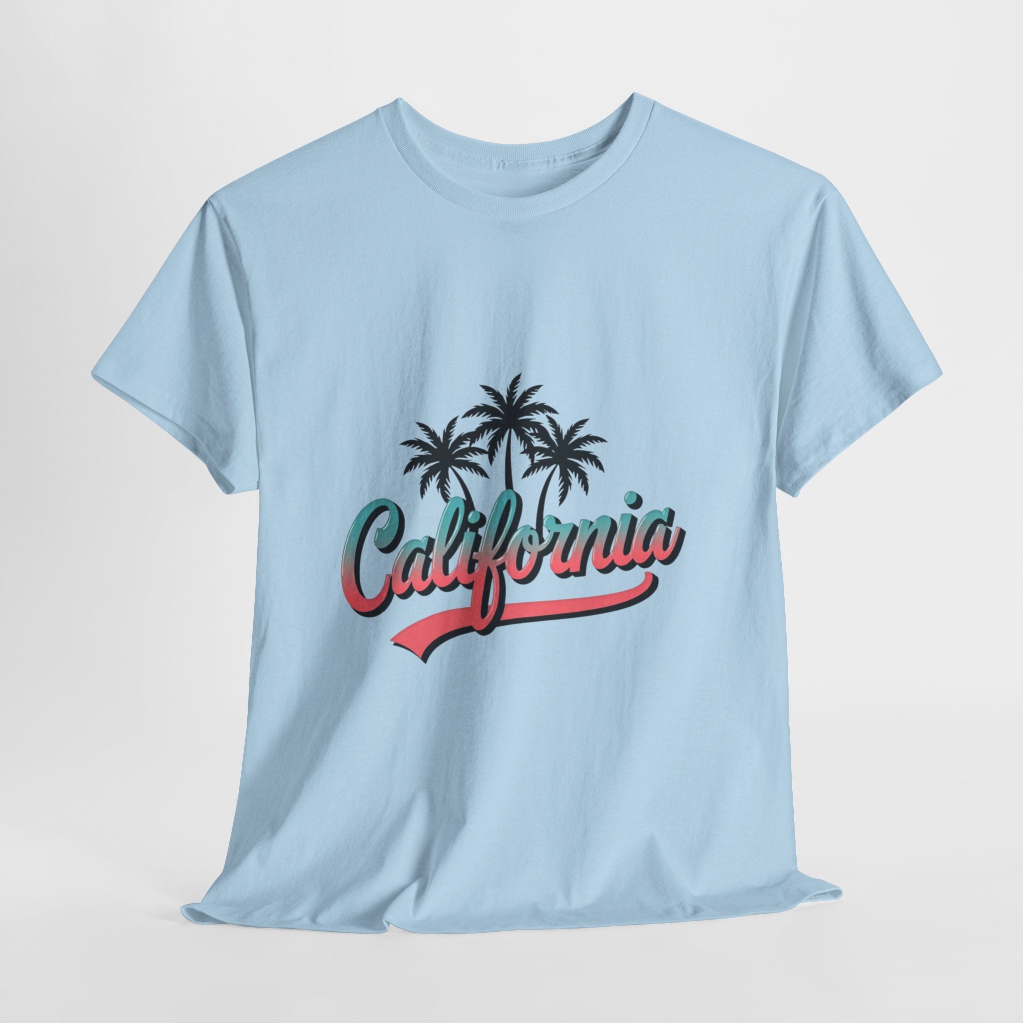 California Palm Trees Unisex Heavy Cotton Tee, Summer T-Shirt, Vacation Top, Beachwear, Casual Wear, Gift for Travel Lovers