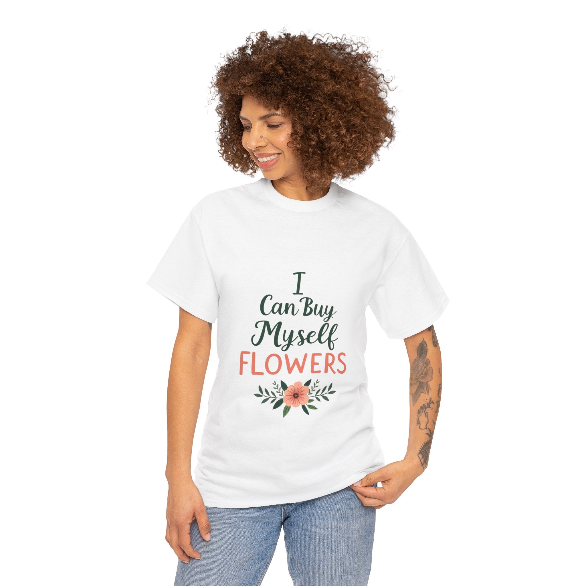 Self-Care Floral Tee, Positive Affirmation Shirt, Gift for Her, Birthday Gift, Mindfulness Apparel, Everyday Comfort Tee
