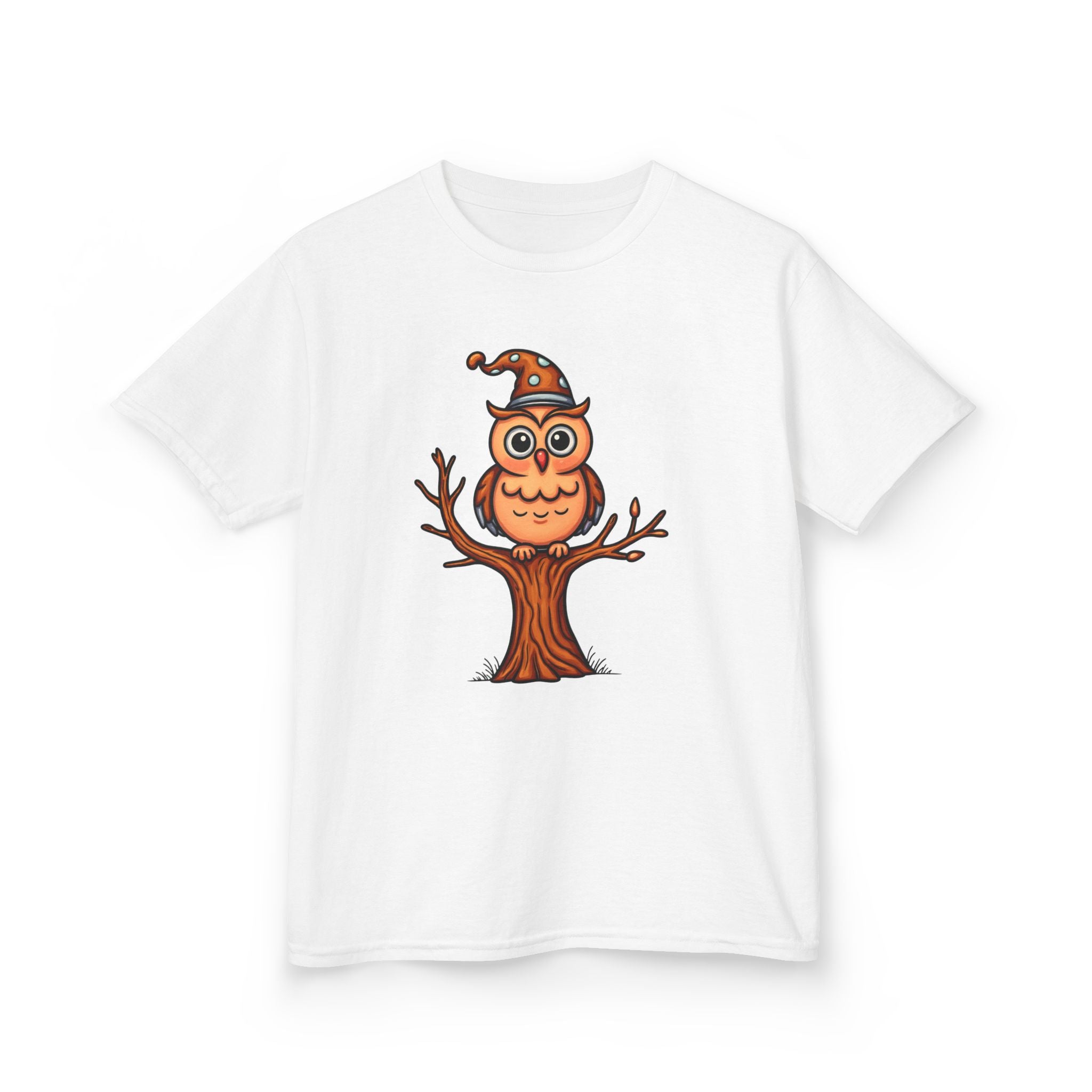 Whimsical Owl Kids Tee, Fun Graphic T-Shirt for Boys and Girls, Cute Halloween Shirt