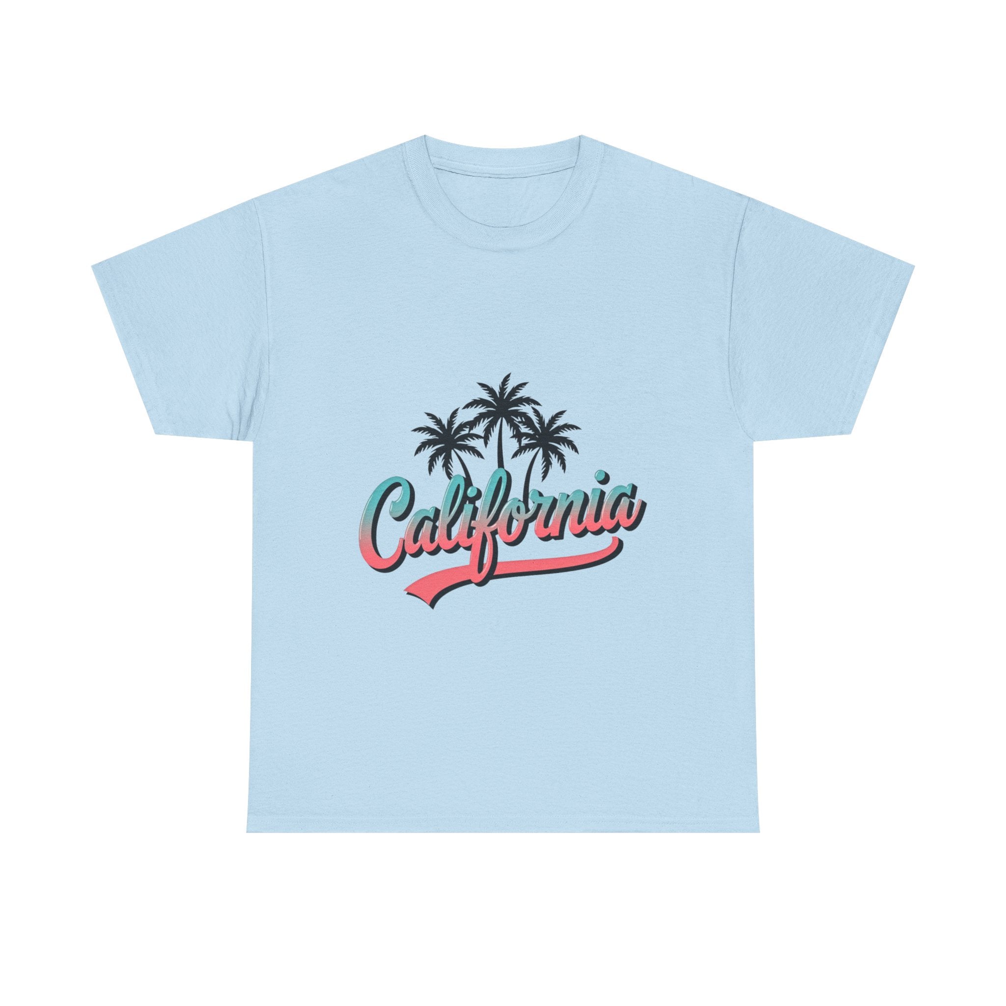 California Palm Trees Unisex Heavy Cotton Tee, Summer T-Shirt, Vacation Top, Beachwear, Casual Wear, Gift for Travel Lovers
