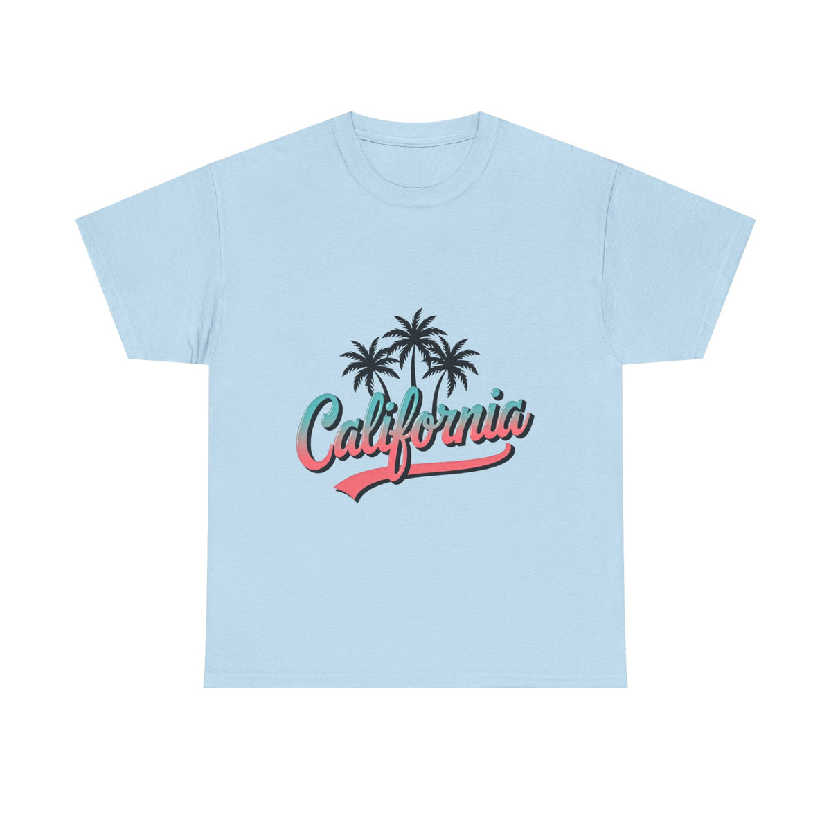 California Palm Trees Unisex Heavy Cotton Tee, Summer T-Shirt, Vacation Top, Beachwear, Casual Wear, Gift for Travel Lovers