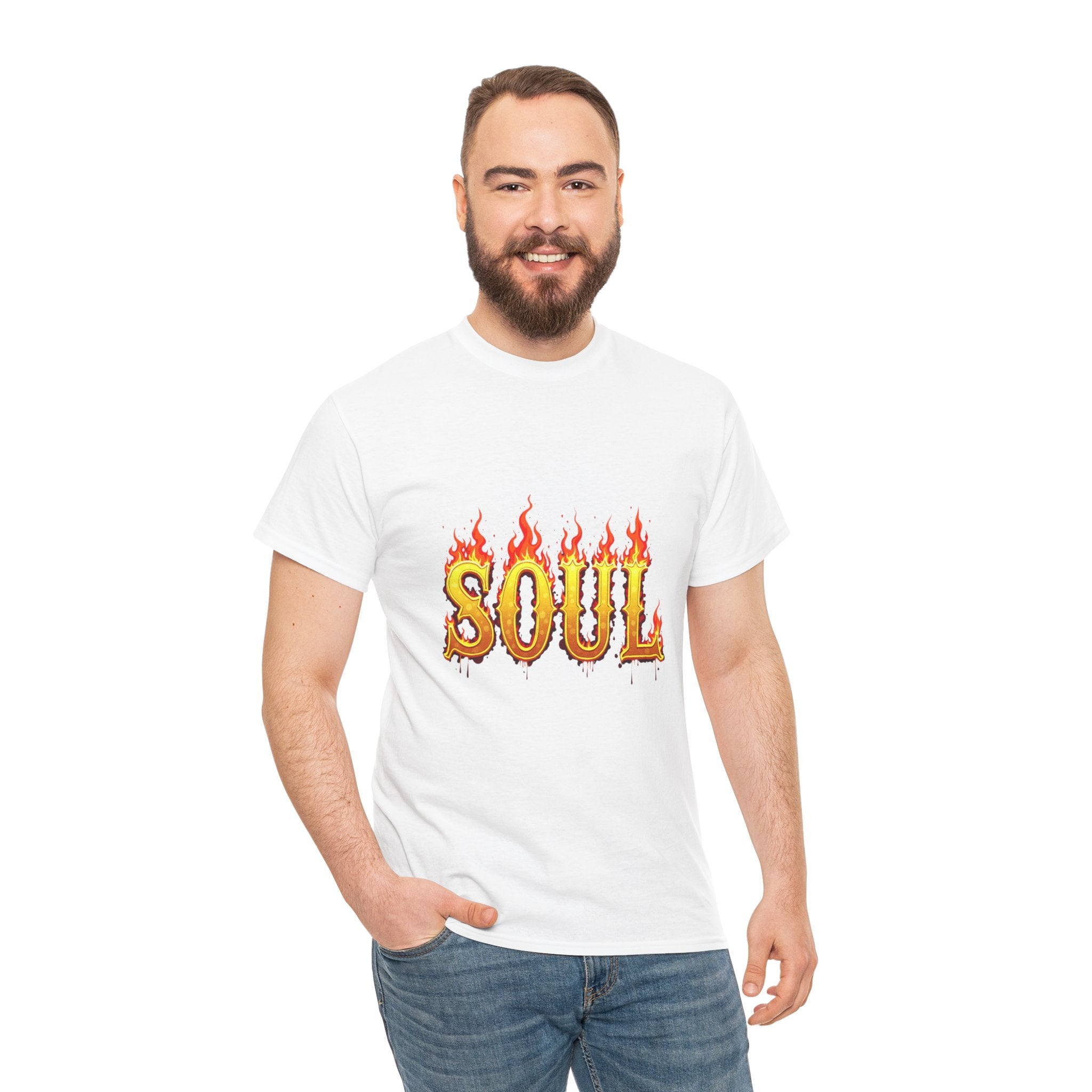 Soul Fire Unisex Heavy Cotton Tee, Graphic Tee, Casual Wear, Streetwear, Gift for Friends, Music Lovers, Summer Style
