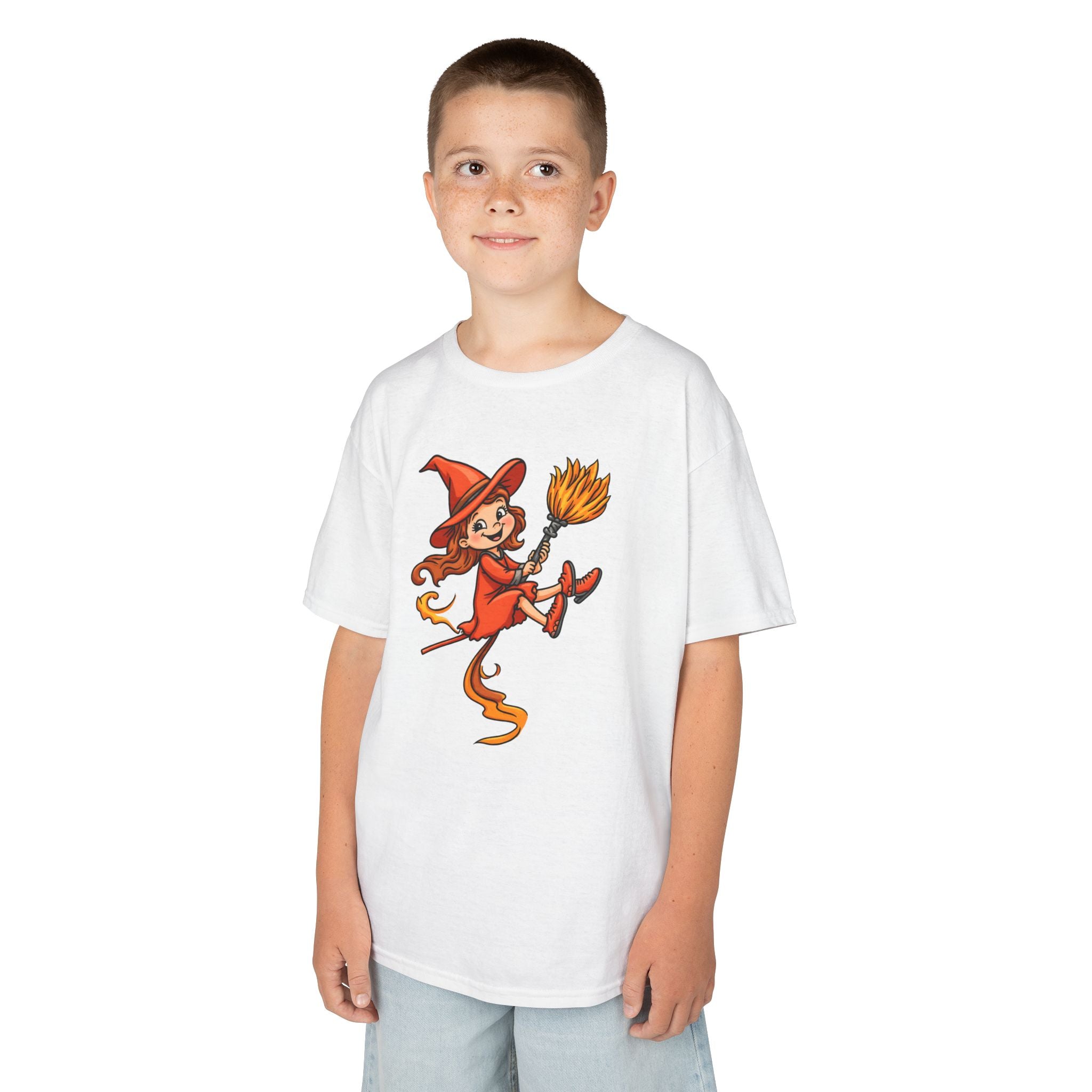 Cute Witch Kids Tee, Halloween T-Shirt for Kids, Fun Witch Design, Creative Gift for Children, Spooky Season Apparel
