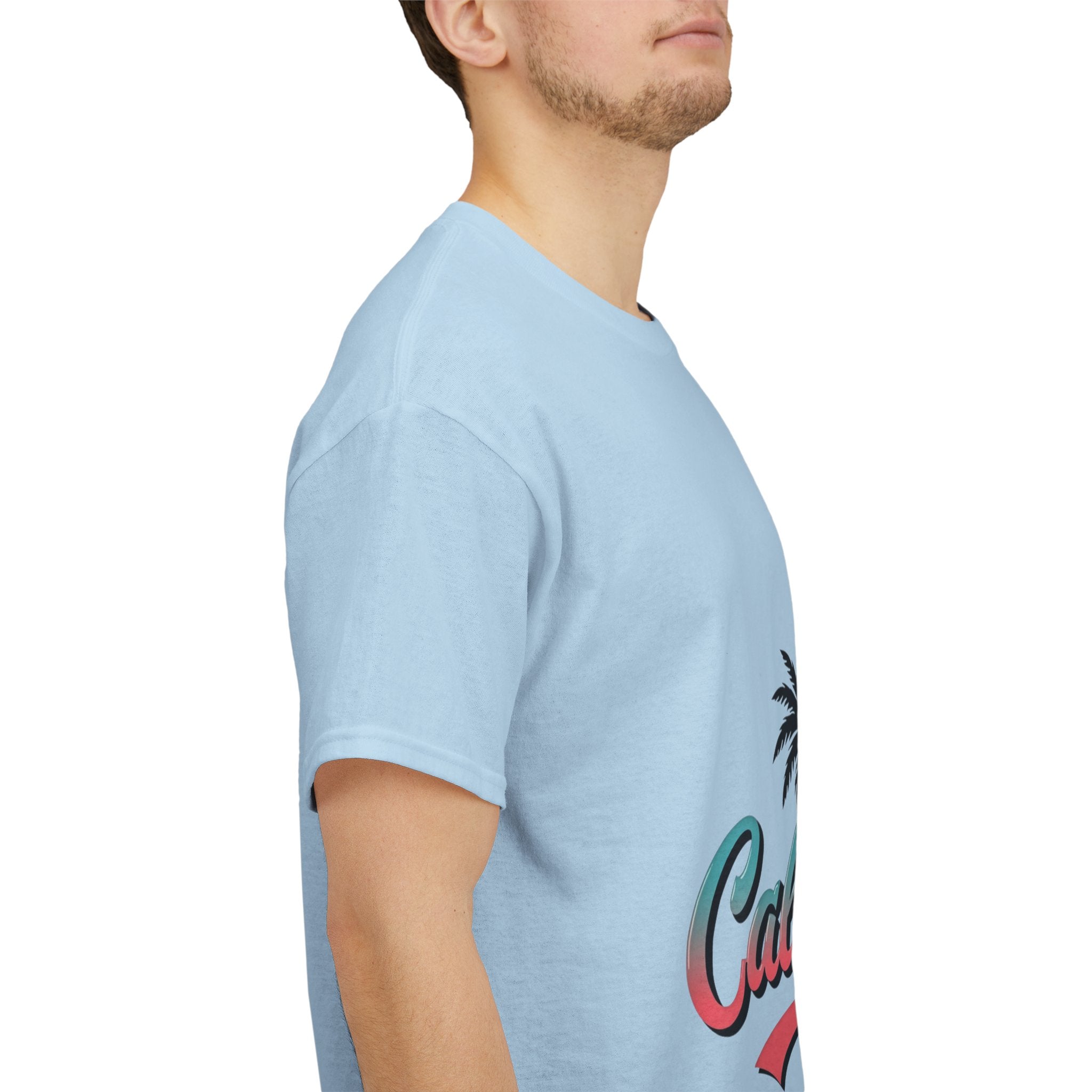 California Palm Trees Unisex Heavy Cotton Tee, Summer T-Shirt, Vacation Top, Beachwear, Casual Wear, Gift for Travel Lovers