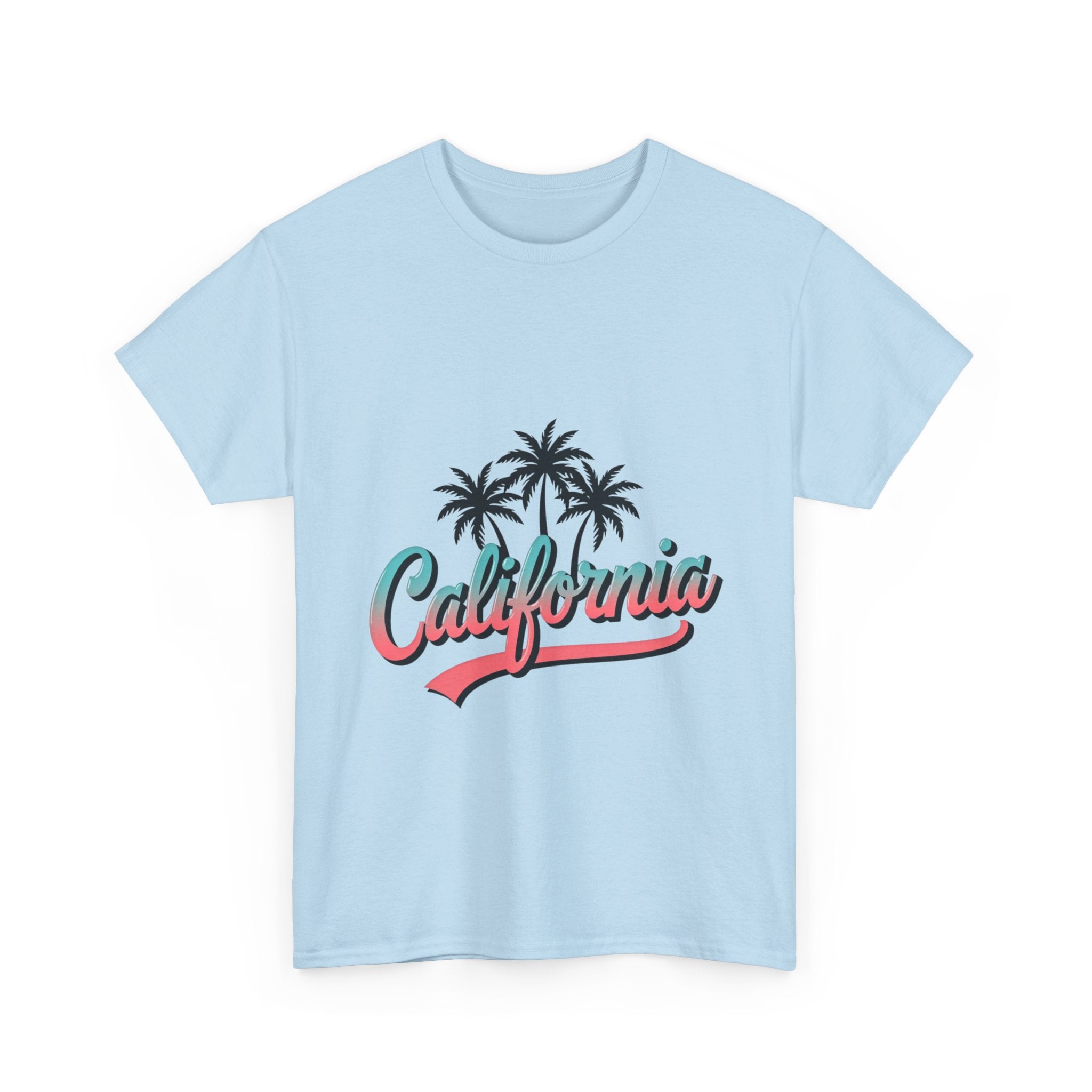 California Palm Trees Unisex Heavy Cotton Tee, Summer T-Shirt, Vacation Top, Beachwear, Casual Wear, Gift for Travel Lovers
