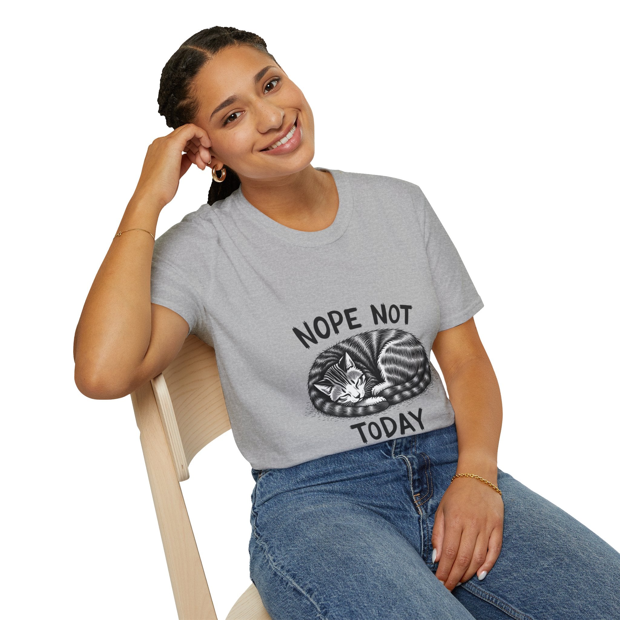 Cozy Cat Lover T-Shirt with 'Nope Not Today' Design, Funny Pet Owner Gift, Unisex Tee, Cat Enthusiast Apparel, Casual Wear