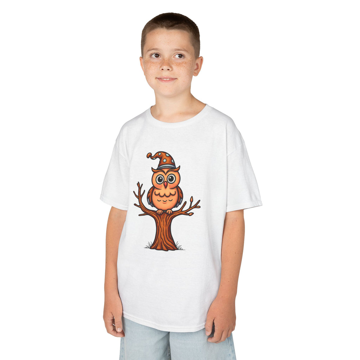 Whimsical Owl Kids Tee, Fun Graphic T-Shirt for Boys and Girls, Cute Halloween Shirt