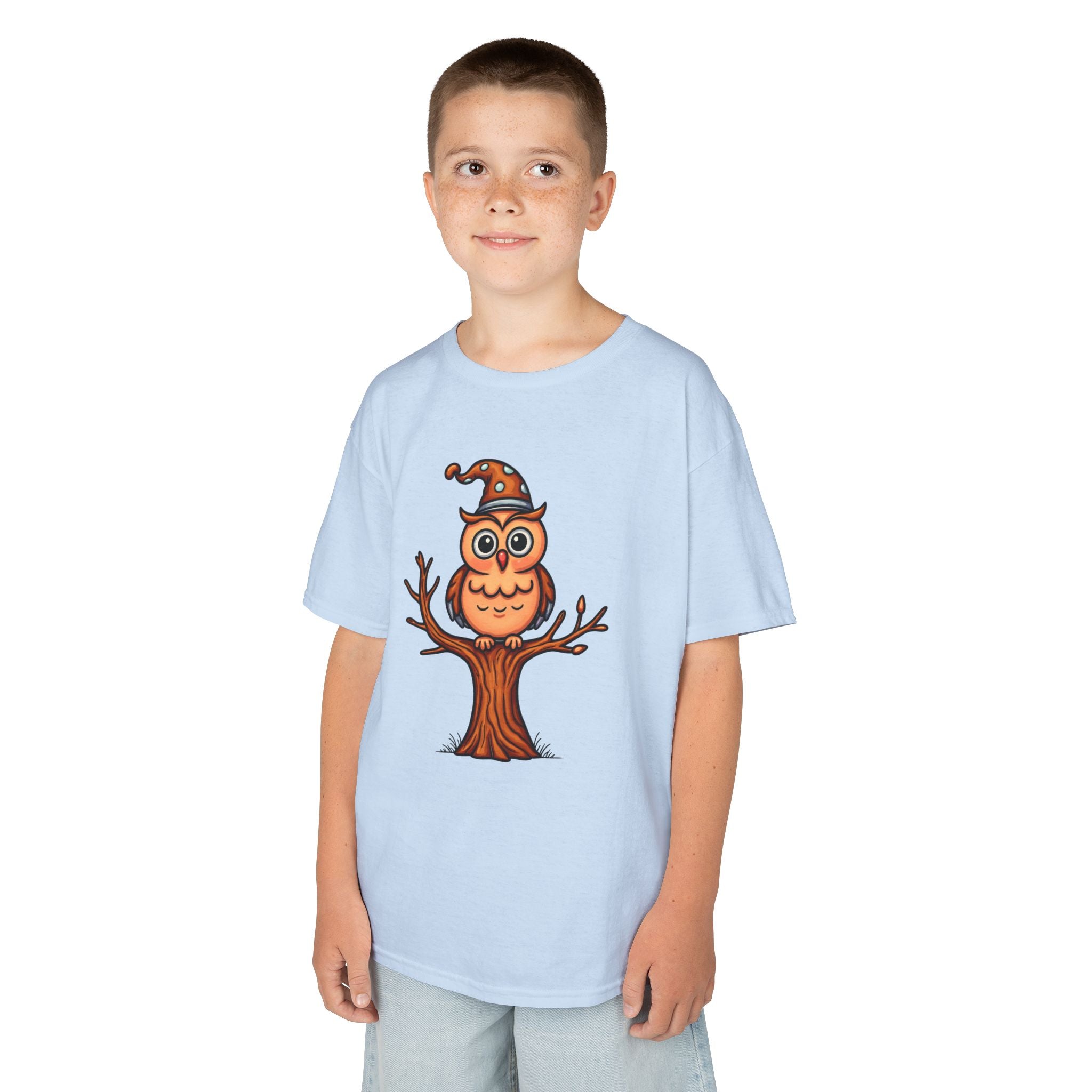 Whimsical Owl Kids Tee, Fun Graphic T-Shirt for Boys and Girls, Cute Halloween Shirt