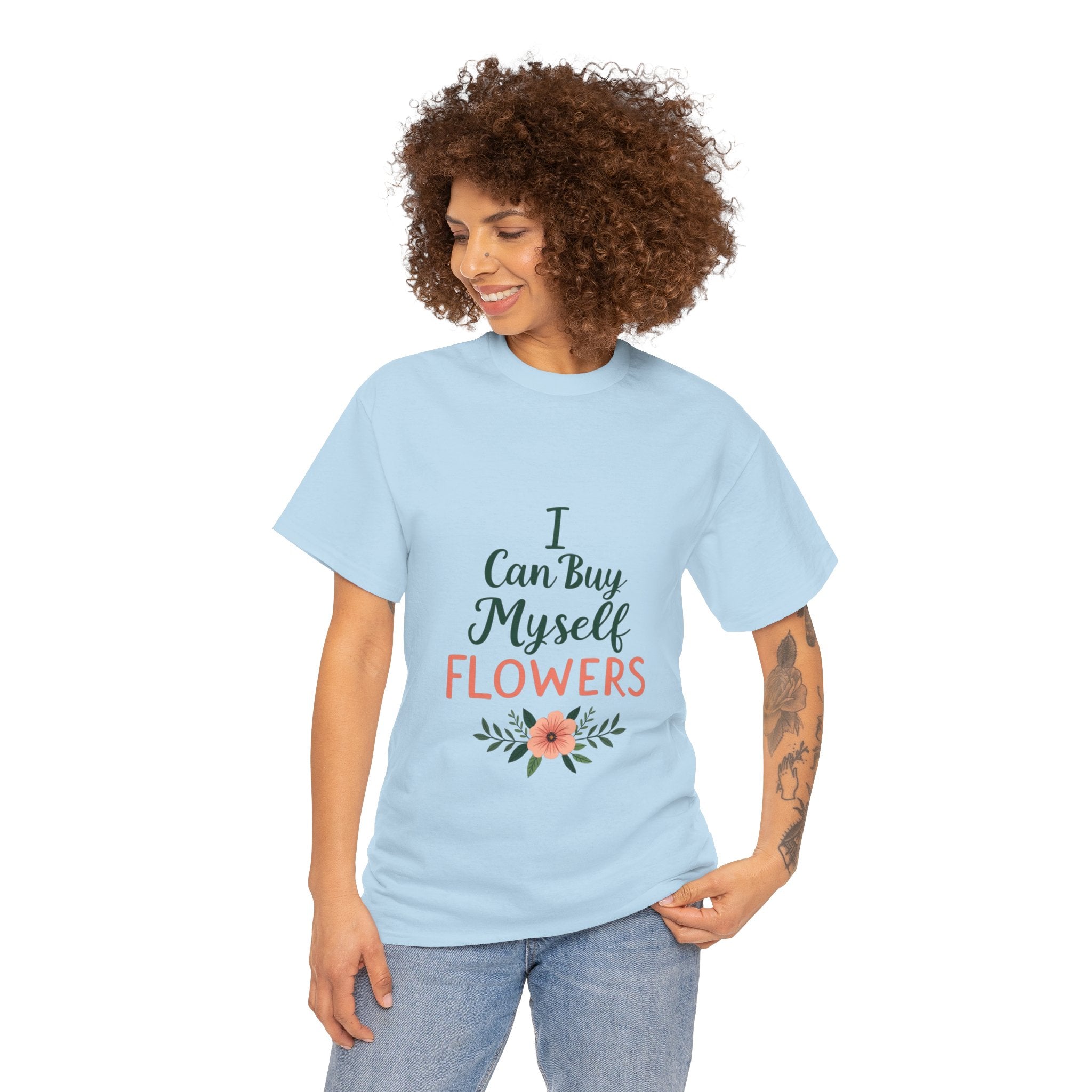 Self-Care Floral Tee, Positive Affirmation Shirt, Gift for Her, Birthday Gift, Mindfulness Apparel, Everyday Comfort Tee