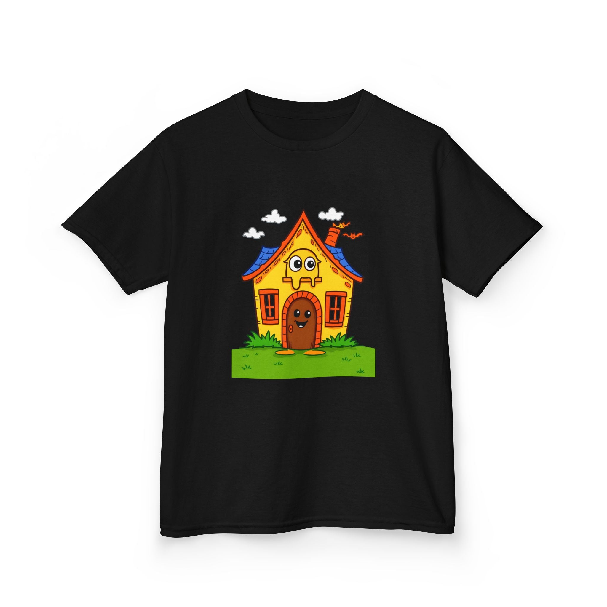 Kids Cartoon House Tee - Playful Cotton Shirt for Children, Birthday Gift, Cute Summer Outfit, Indoor Fun Top, Gifts for Kids