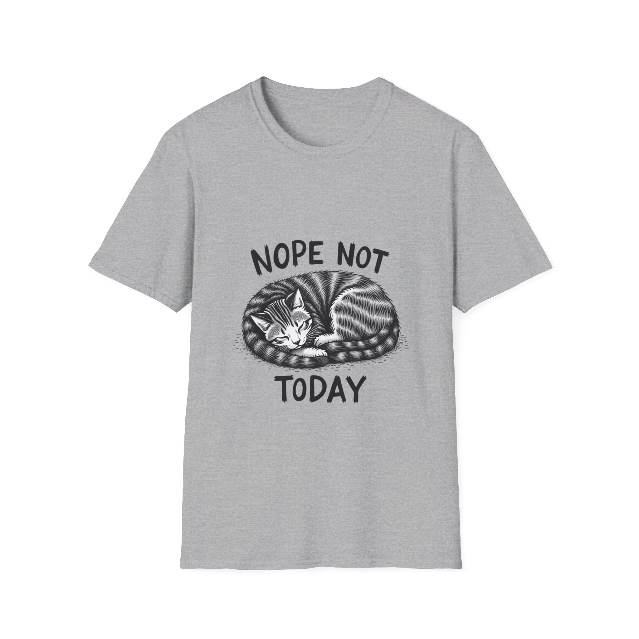 Cozy Cat Lover T-Shirt with 'Nope Not Today' Design, Funny Pet Owner Gift, Unisex Tee, Cat Enthusiast Apparel, Casual Wear