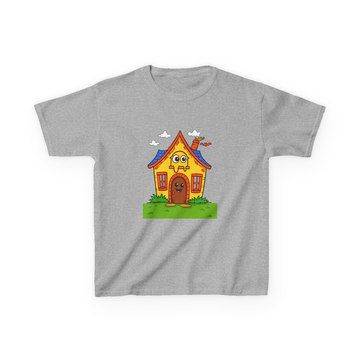 Kids Cartoon House Tee - Playful Cotton Shirt for Children, Birthday Gift, Cute Summer Outfit, Indoor Fun Top, Gifts for Kids