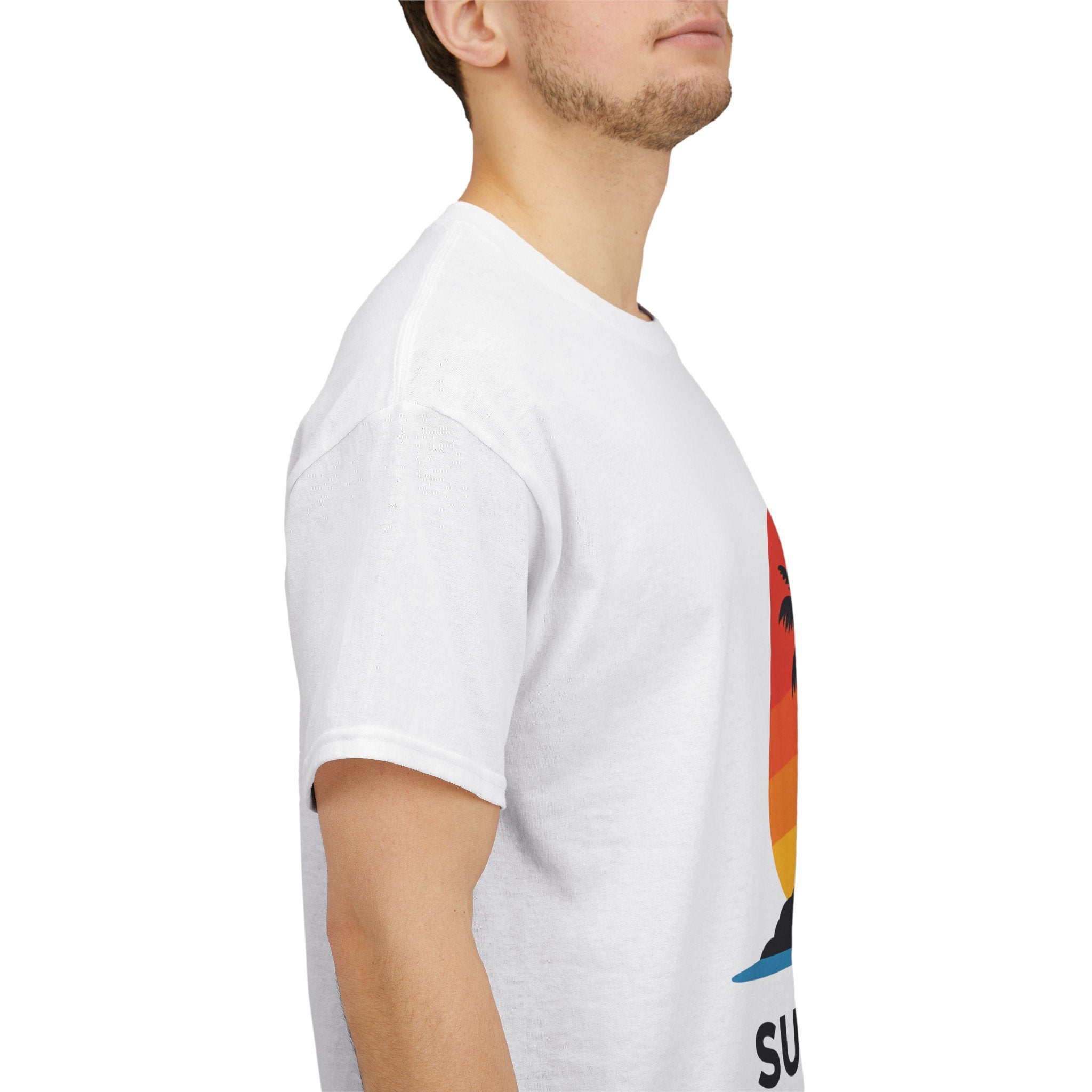 Summer Vibes Unisex Heavy Cotton Tee, Beach Shirt, Vacation T-Shirt, Casual Summer Wear, Tropical Graphic Tee, Gift for Him/Her