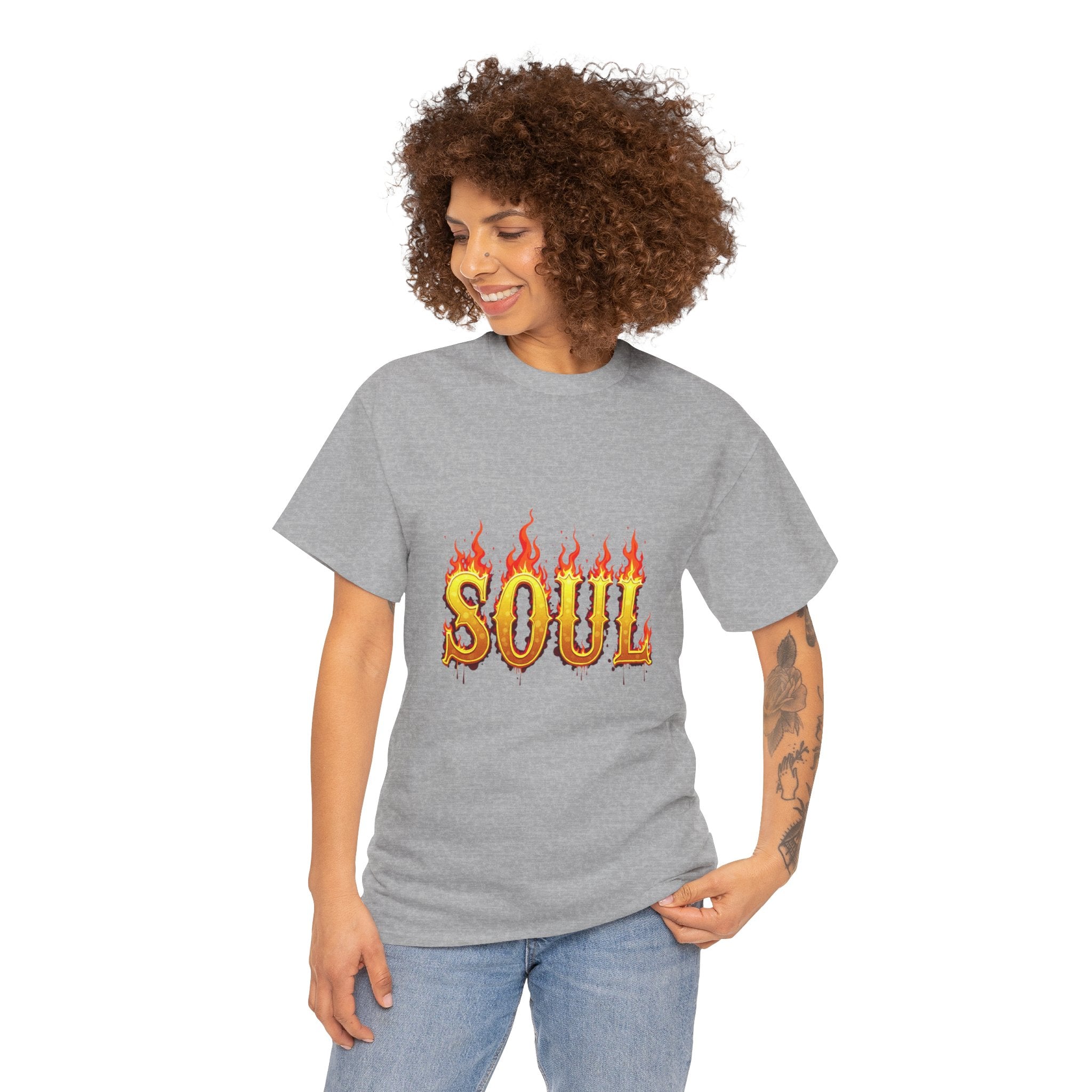Soul Fire Unisex Heavy Cotton Tee, Graphic Tee, Casual Wear, Streetwear, Gift for Friends, Music Lovers, Summer Style