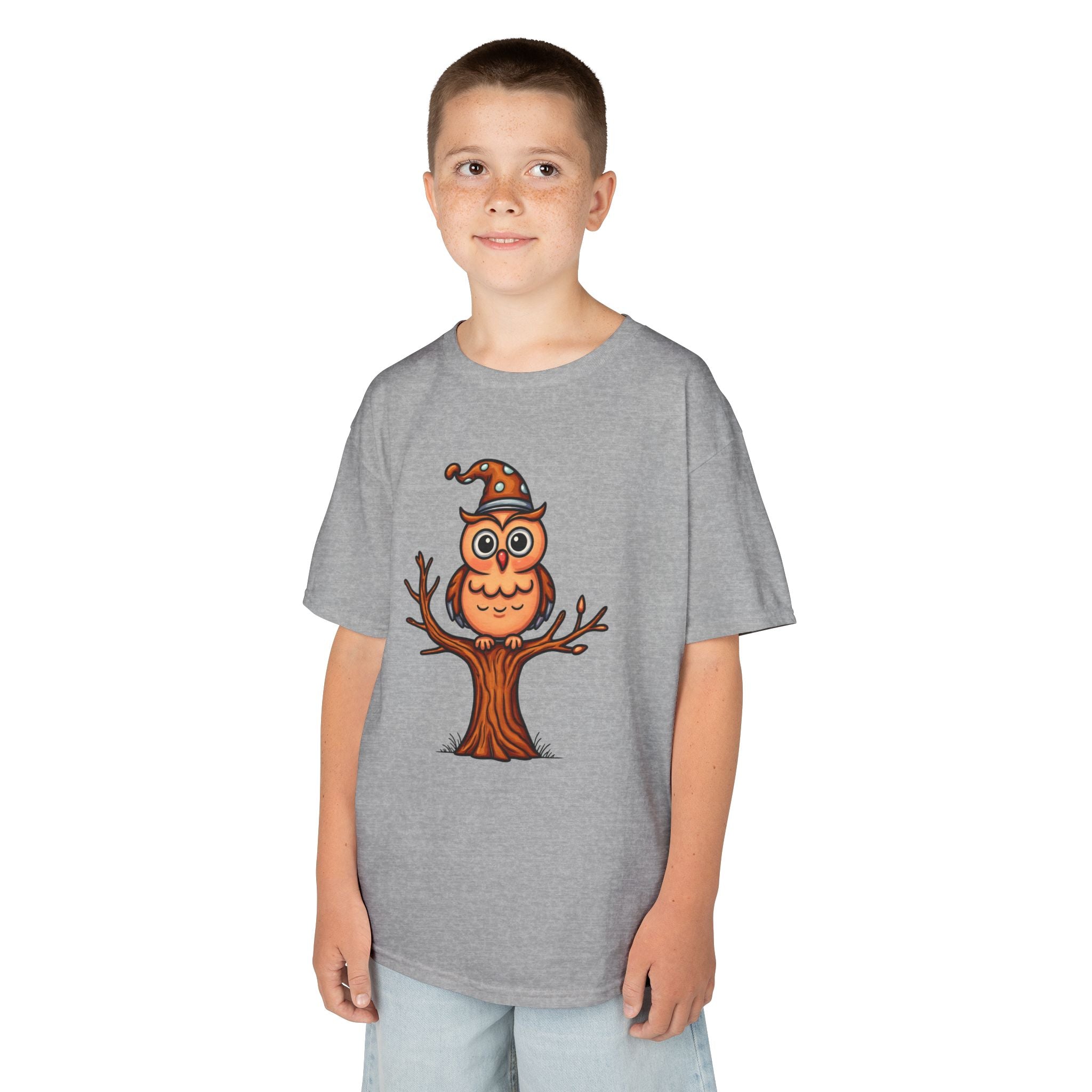 Whimsical Owl Kids Tee, Fun Graphic T-Shirt for Boys and Girls, Cute Halloween Shirt