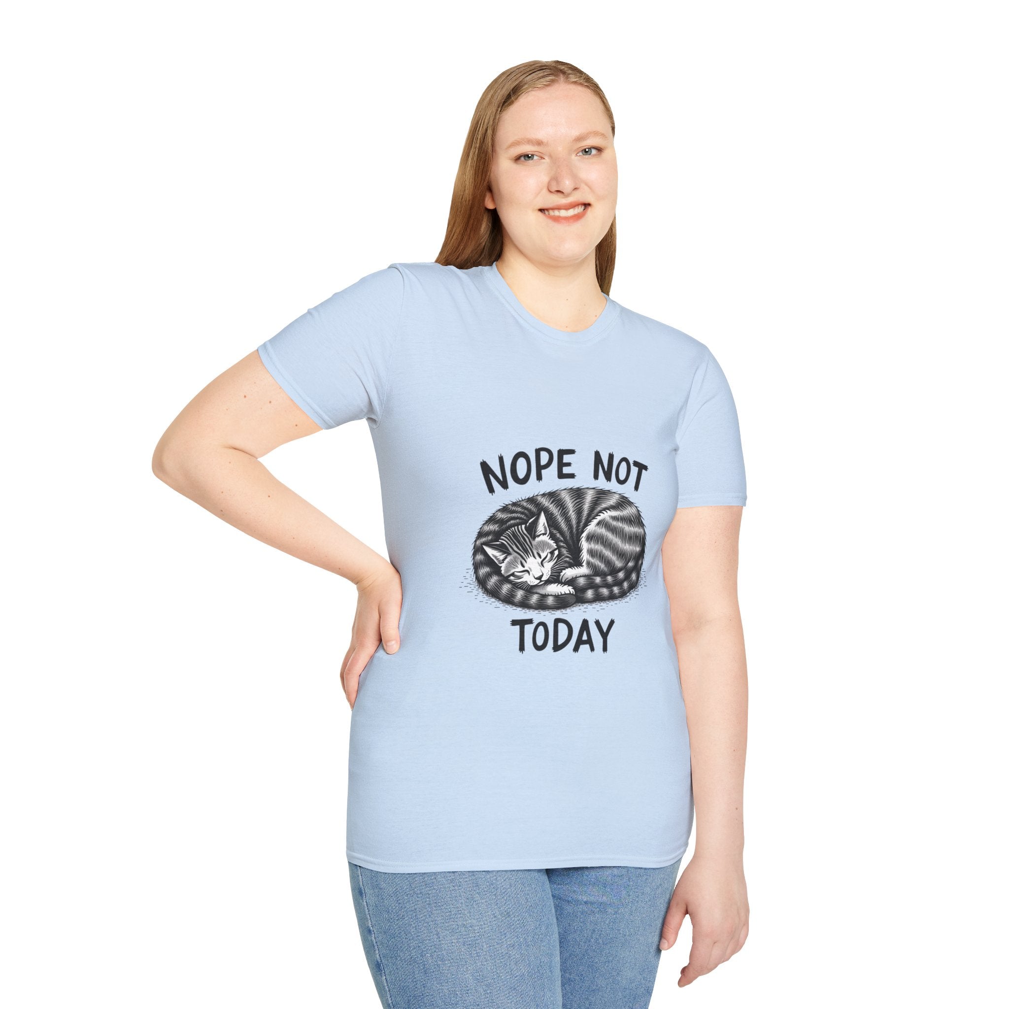 Cozy Cat Lover T-Shirt with 'Nope Not Today' Design, Funny Pet Owner Gift, Unisex Tee, Cat Enthusiast Apparel, Casual Wear
