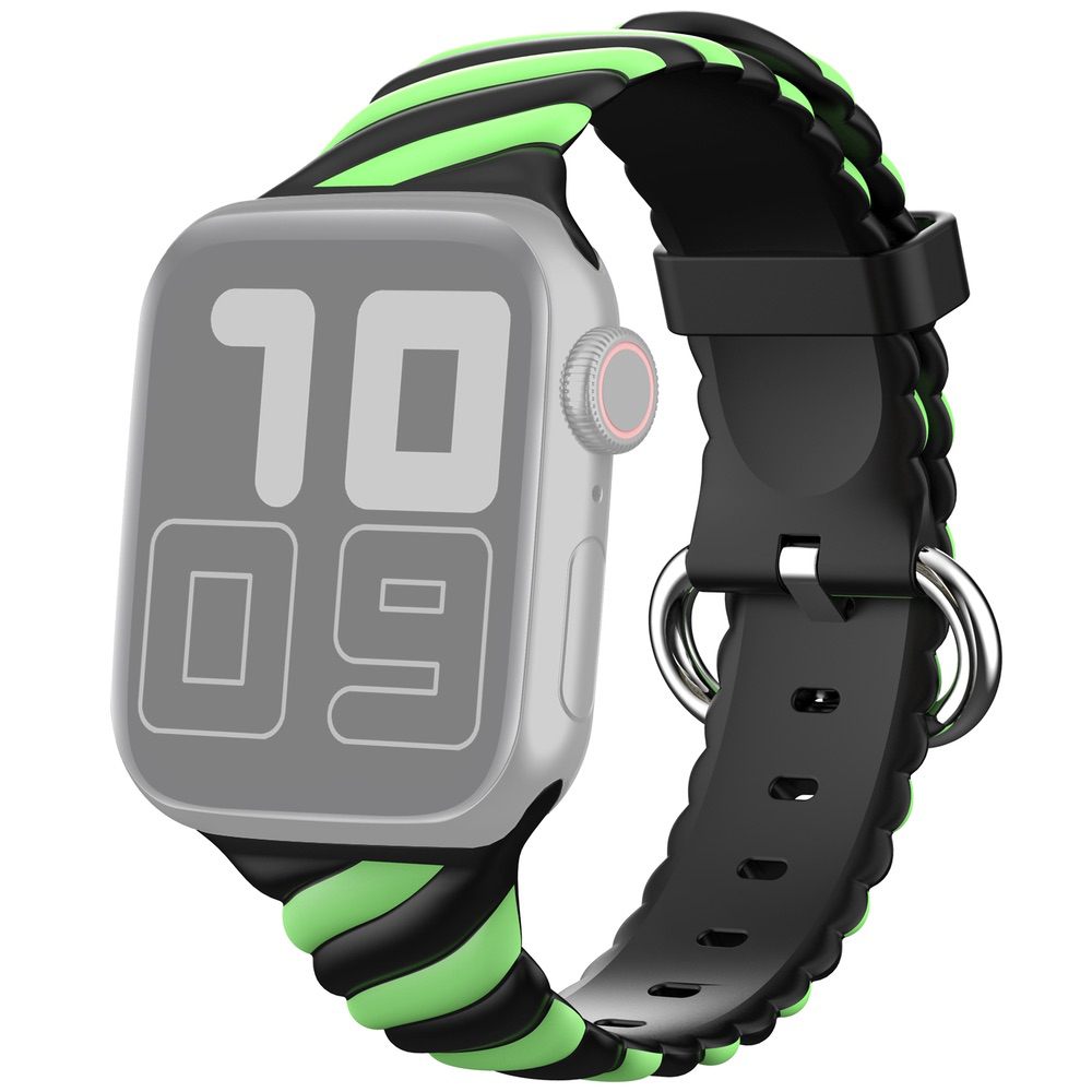 2-color Twist Band for Apple Watch 49mm/45mm/44mm/42mm - Fluorescent Green Black