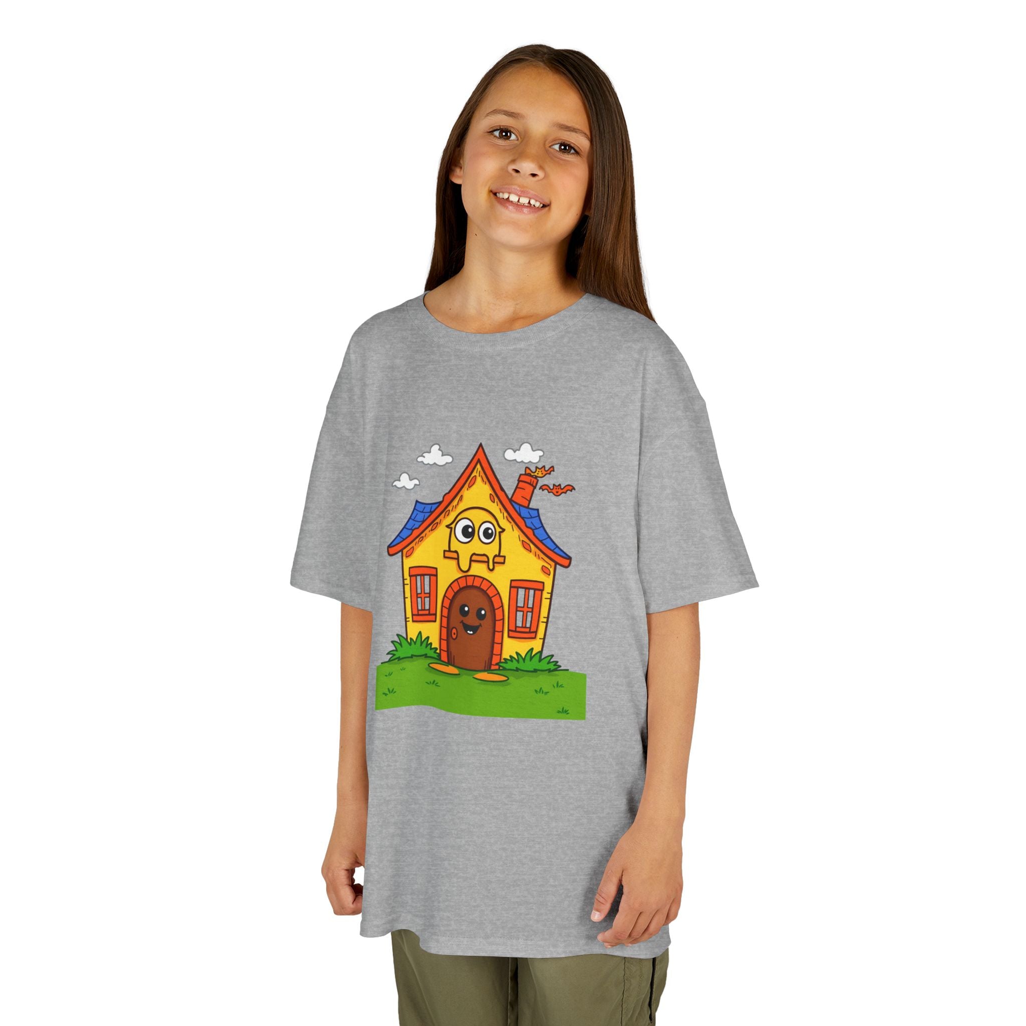 Kids Cartoon House Tee - Playful Cotton Shirt for Children, Birthday Gift, Cute Summer Outfit, Indoor Fun Top, Gifts for Kids