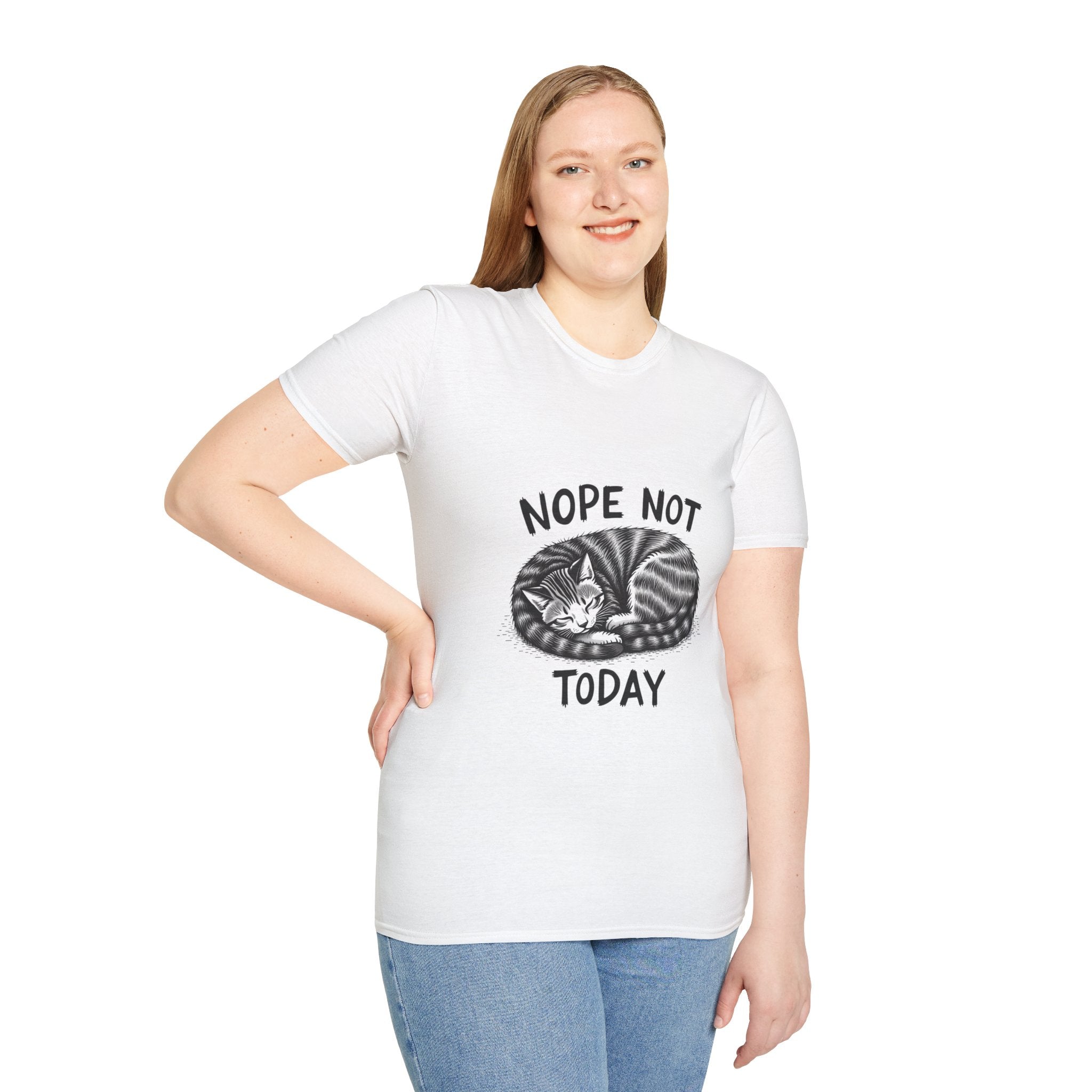 Cozy Cat Lover T-Shirt with 'Nope Not Today' Design, Funny Pet Owner Gift, Unisex Tee, Cat Enthusiast Apparel, Casual Wear