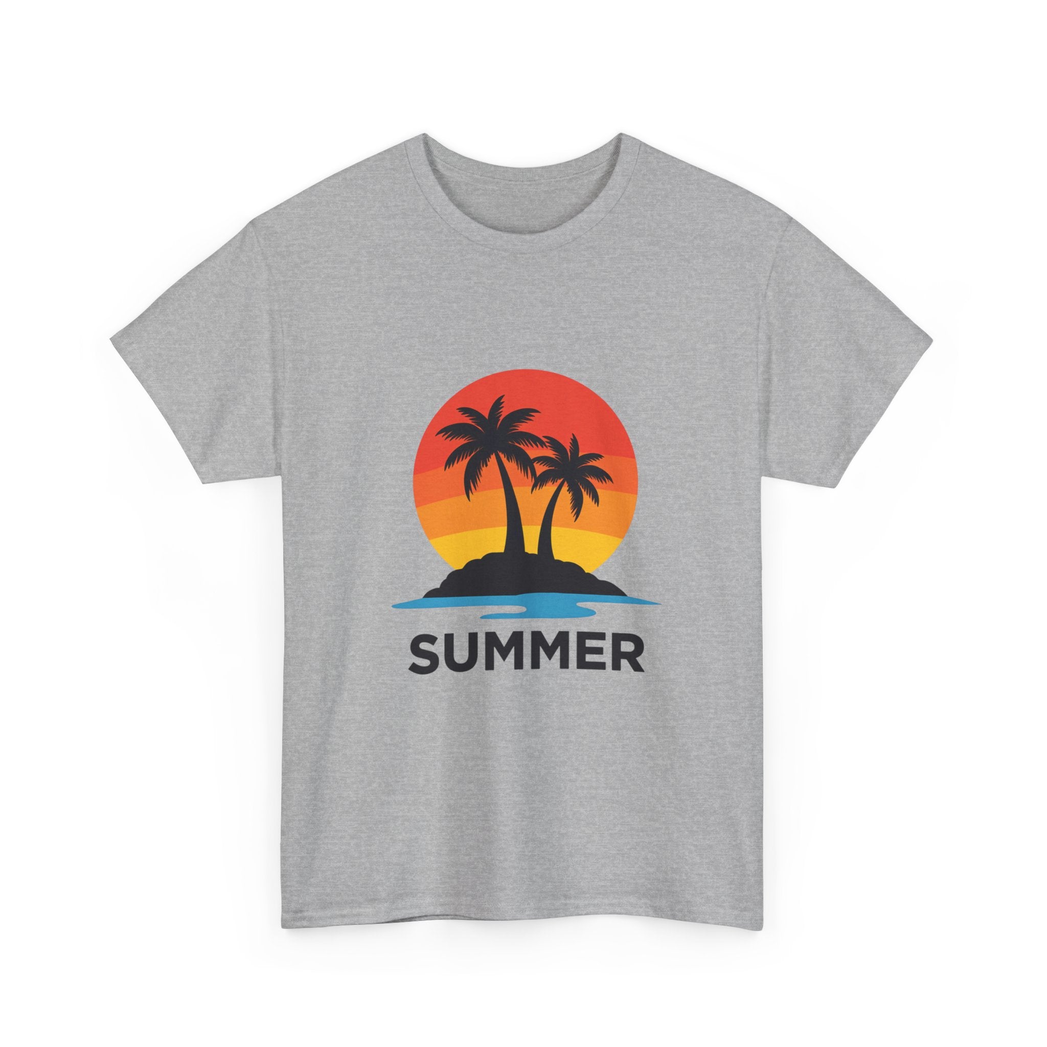 Summer Vibes Unisex Heavy Cotton Tee, Beach Shirt, Vacation T-Shirt, Casual Summer Wear, Tropical Graphic Tee, Gift for Him/Her