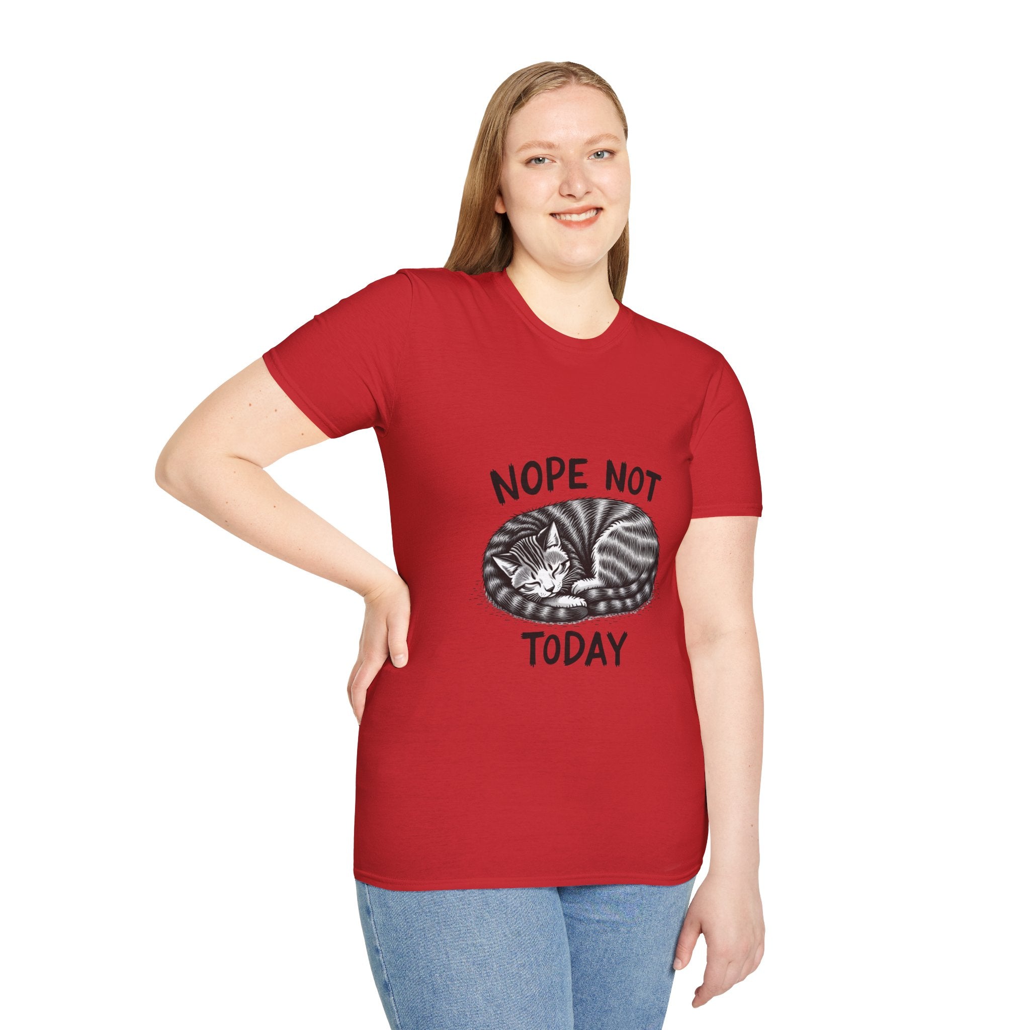 Cozy Cat Lover T-Shirt with 'Nope Not Today' Design, Funny Pet Owner Gift, Unisex Tee, Cat Enthusiast Apparel, Casual Wear