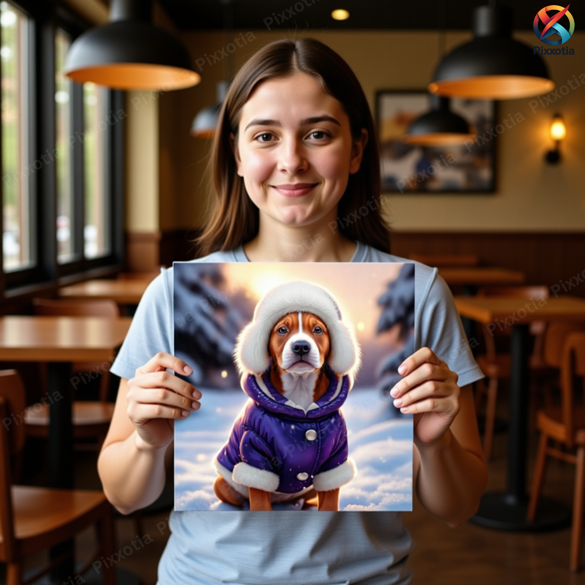 Custom Pet Portrait in Winter Coat – Dog or Cat Royal Digital Art from Photo