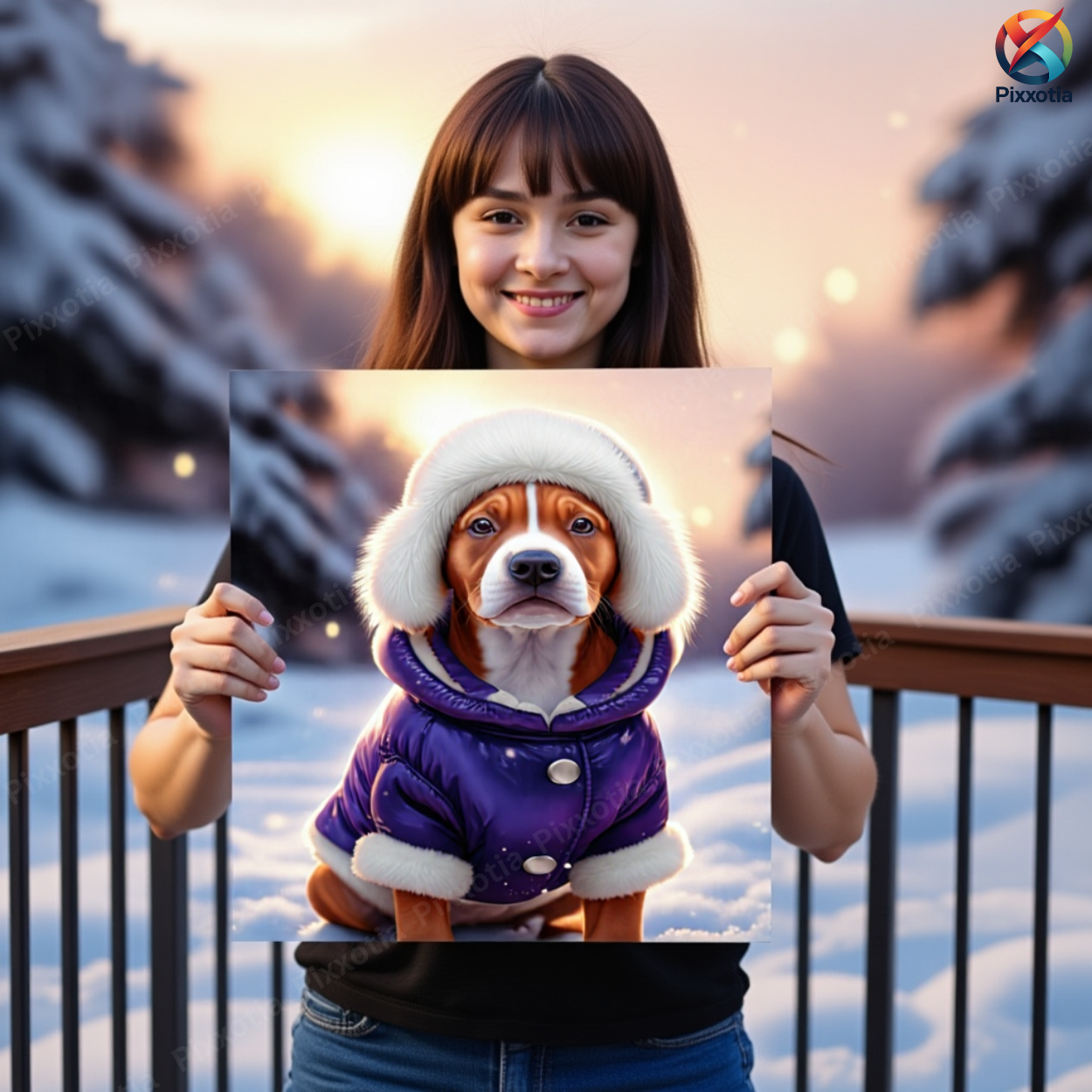 Custom Pet Portrait in Winter Coat – Dog or Cat Royal Digital Art from Photo