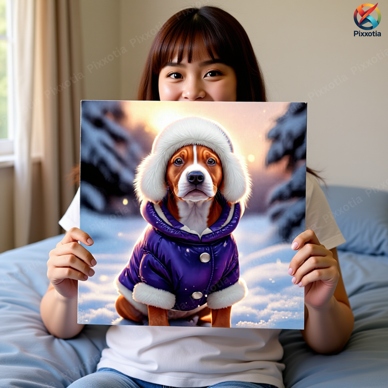 Custom Pet Portrait in Winter Coat – Dog or Cat Royal Digital Art from Photo