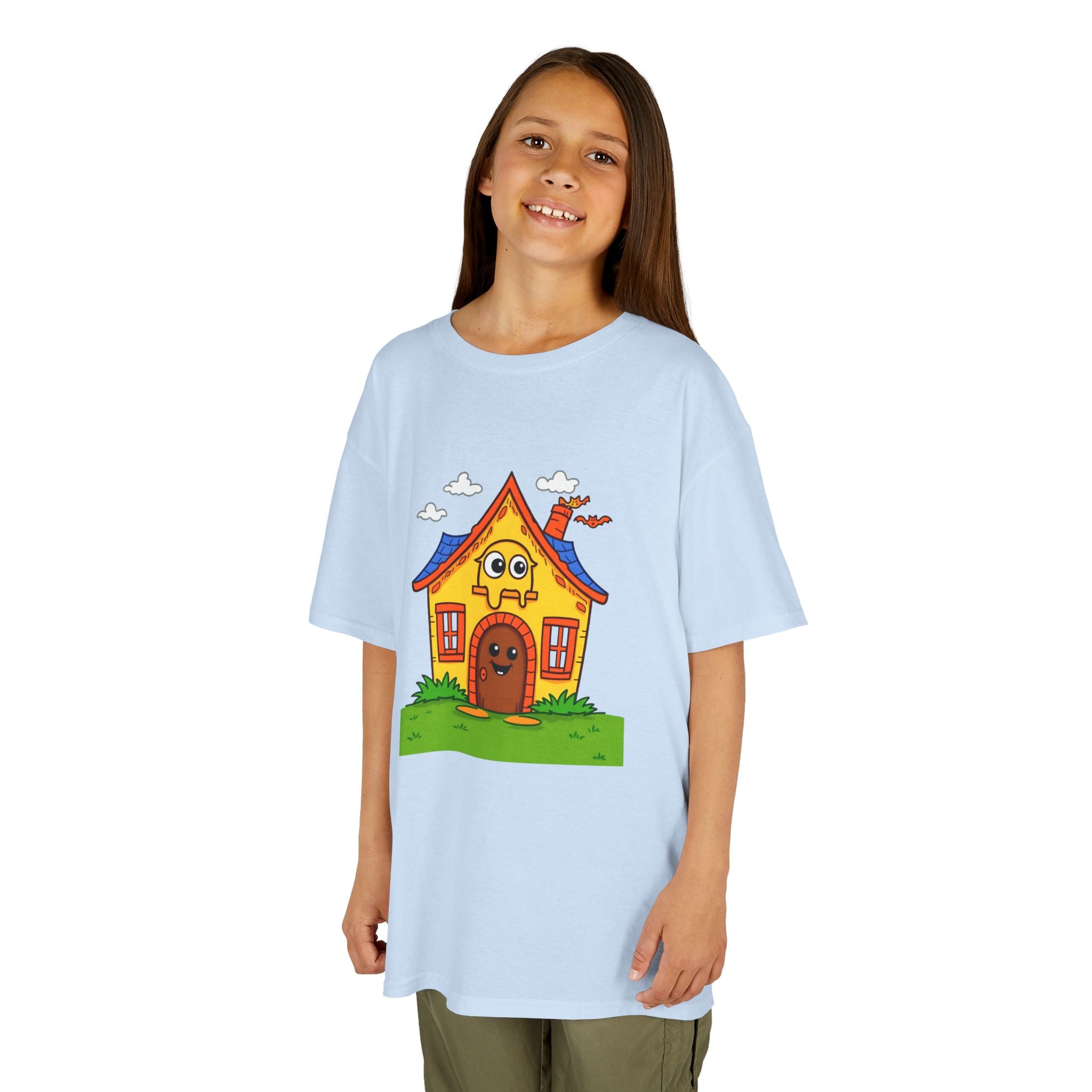 Kids Cartoon House Tee - Playful Cotton Shirt for Children, Birthday Gift, Cute Summer Outfit, Indoor Fun Top, Gifts for Kids