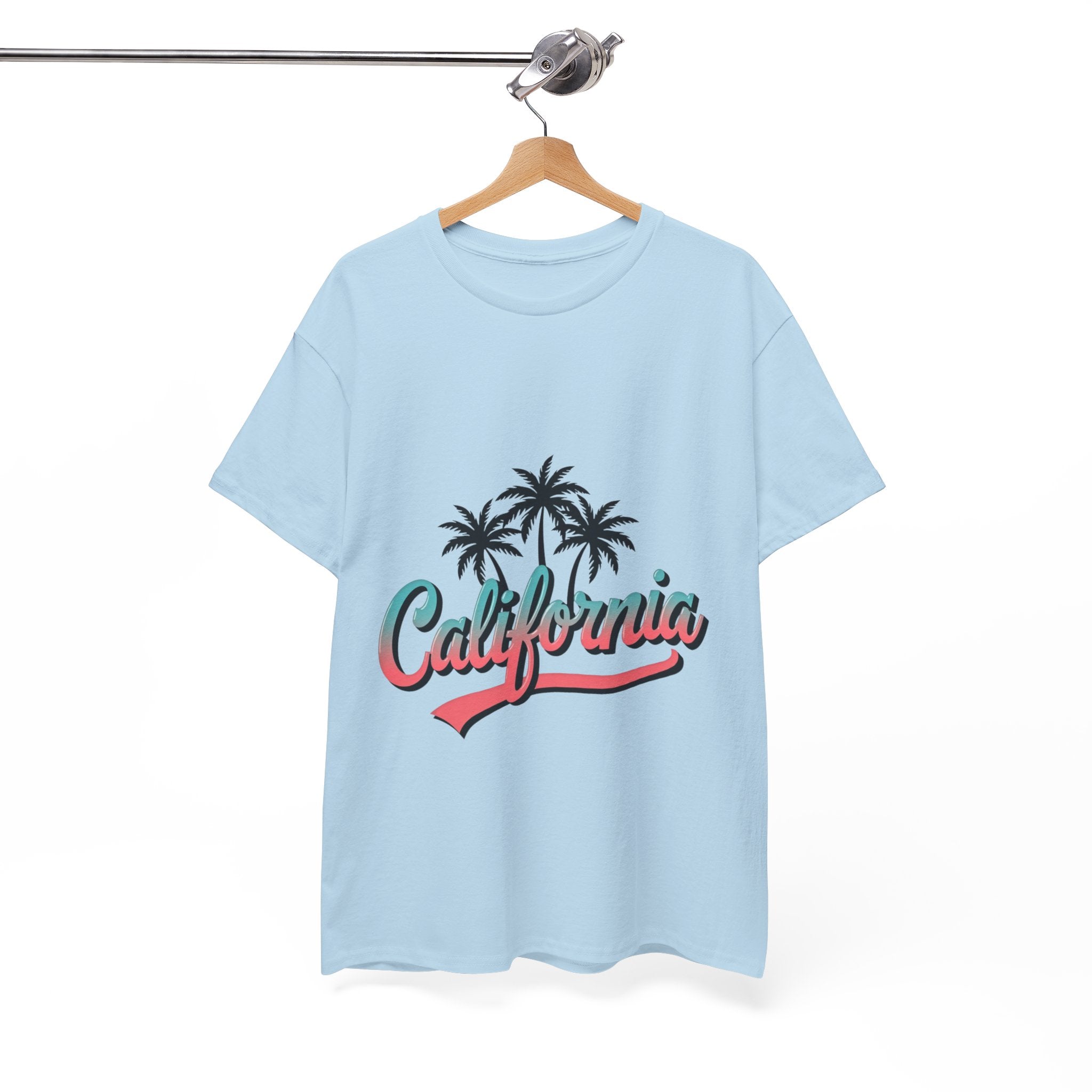 California Palm Trees Unisex Heavy Cotton Tee, Summer T-Shirt, Vacation Top, Beachwear, Casual Wear, Gift for Travel Lovers