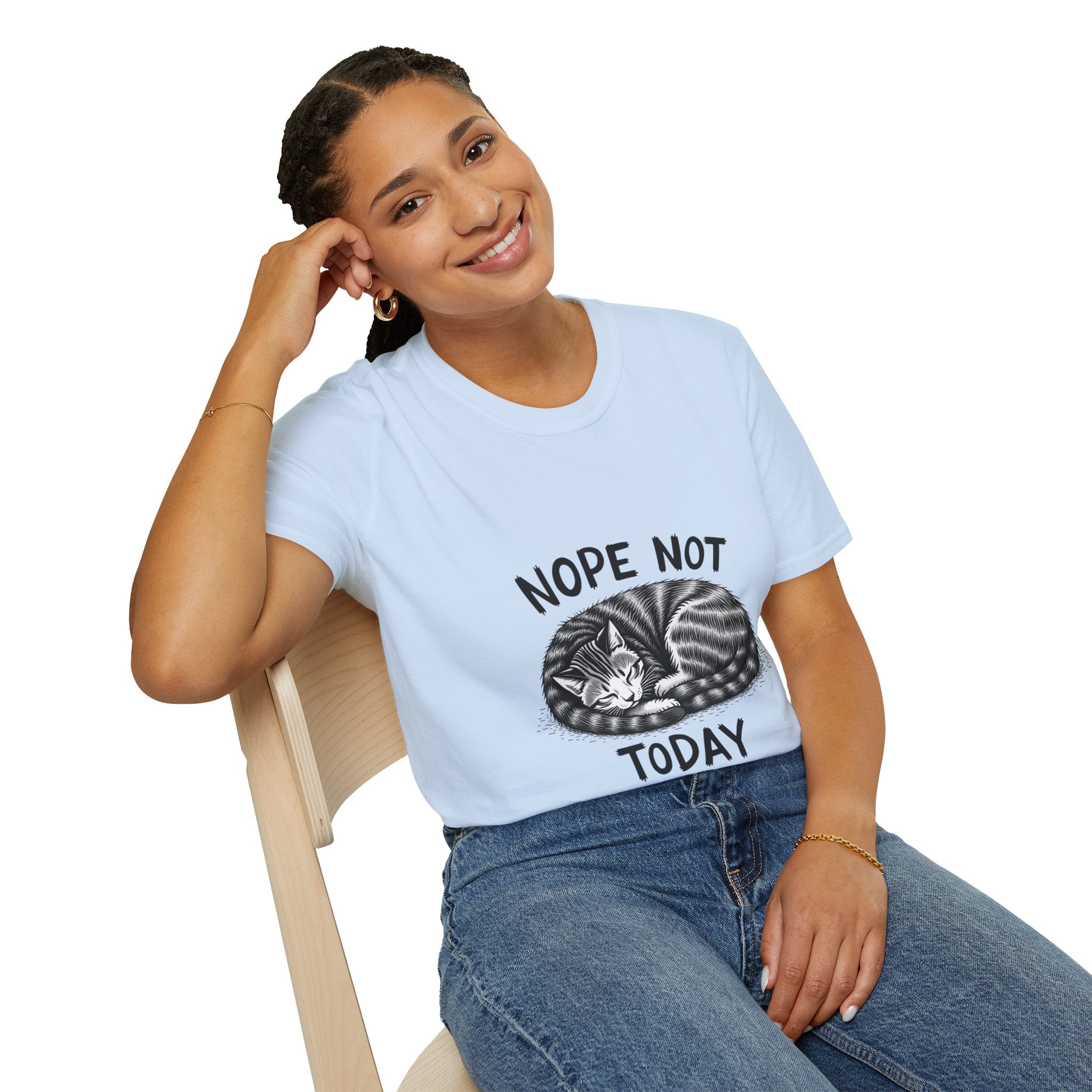Cozy Cat Lover T-Shirt with 'Nope Not Today' Design, Funny Pet Owner Gift, Unisex Tee, Cat Enthusiast Apparel, Casual Wear