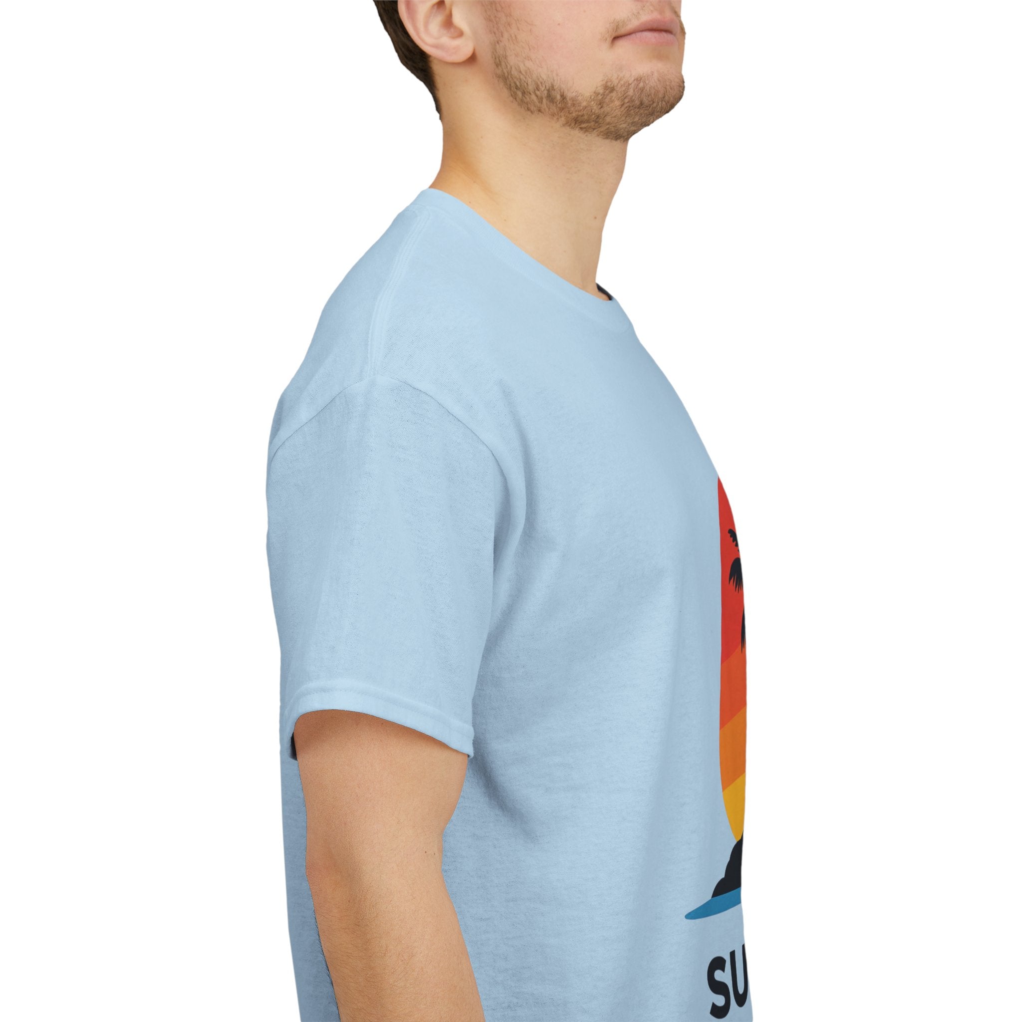 Summer Vibes Unisex Heavy Cotton Tee, Beach Shirt, Vacation T-Shirt, Casual Summer Wear, Tropical Graphic Tee, Gift for Him/Her