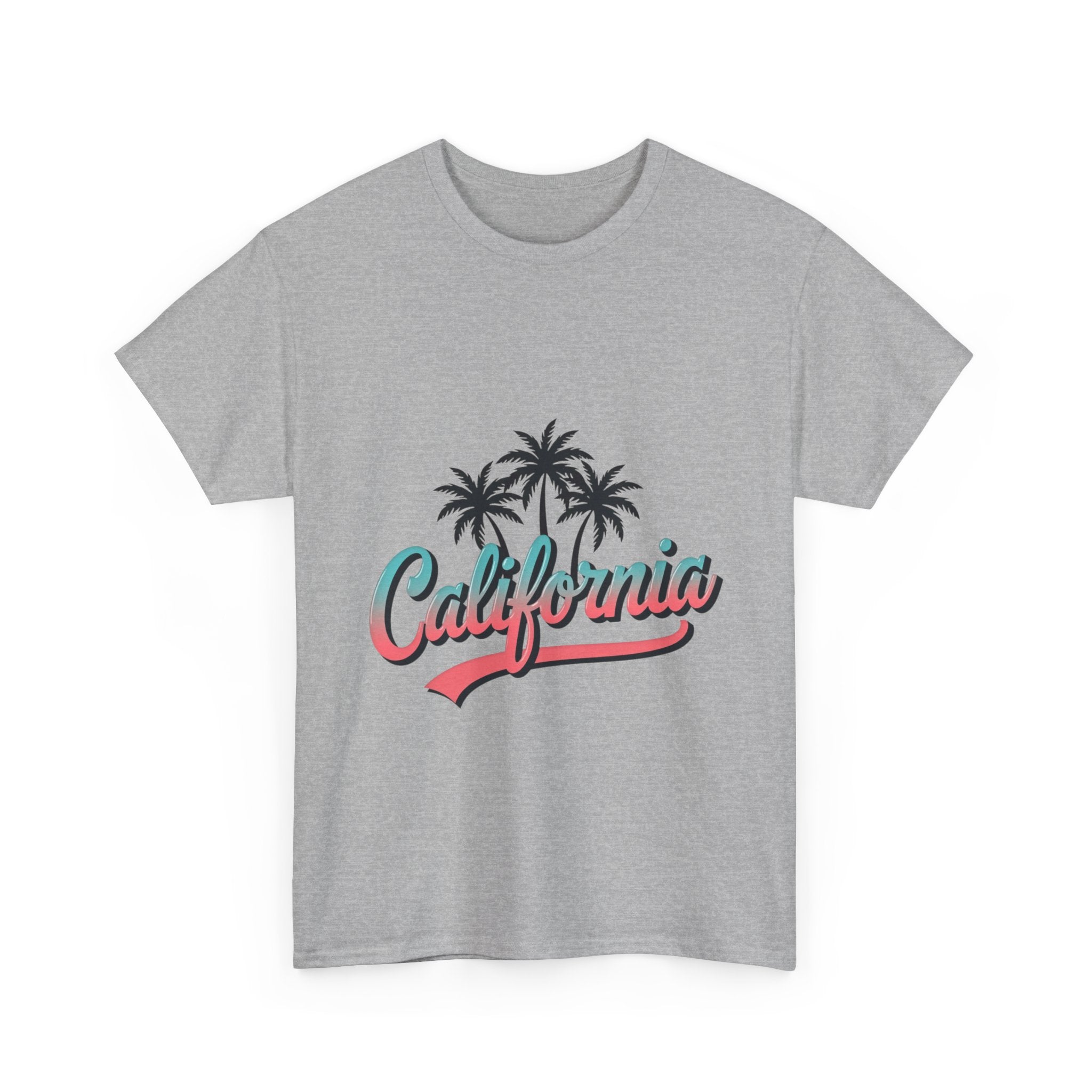California Palm Trees Unisex Heavy Cotton Tee, Summer T-Shirt, Vacation Top, Beachwear, Casual Wear, Gift for Travel Lovers