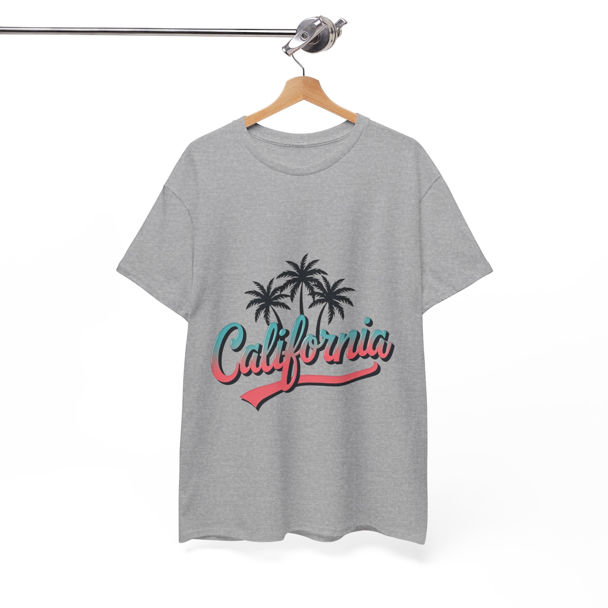 California Palm Trees Unisex Heavy Cotton Tee, Summer T-Shirt, Vacation Top, Beachwear, Casual Wear, Gift for Travel Lovers