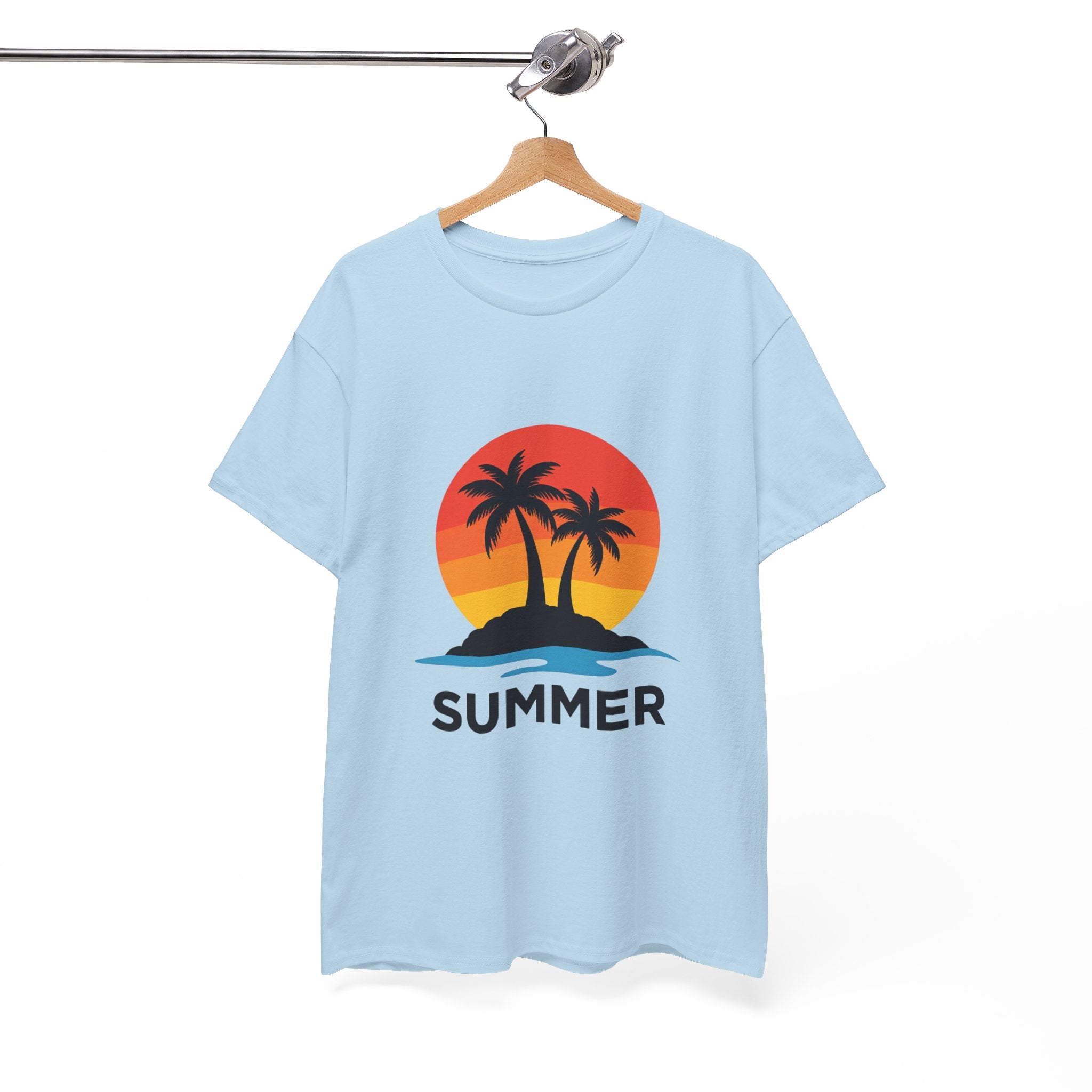 Summer Vibes Unisex Heavy Cotton Tee, Beach Shirt, Vacation T-Shirt, Casual Summer Wear, Tropical Graphic Tee, Gift for Him/Her
