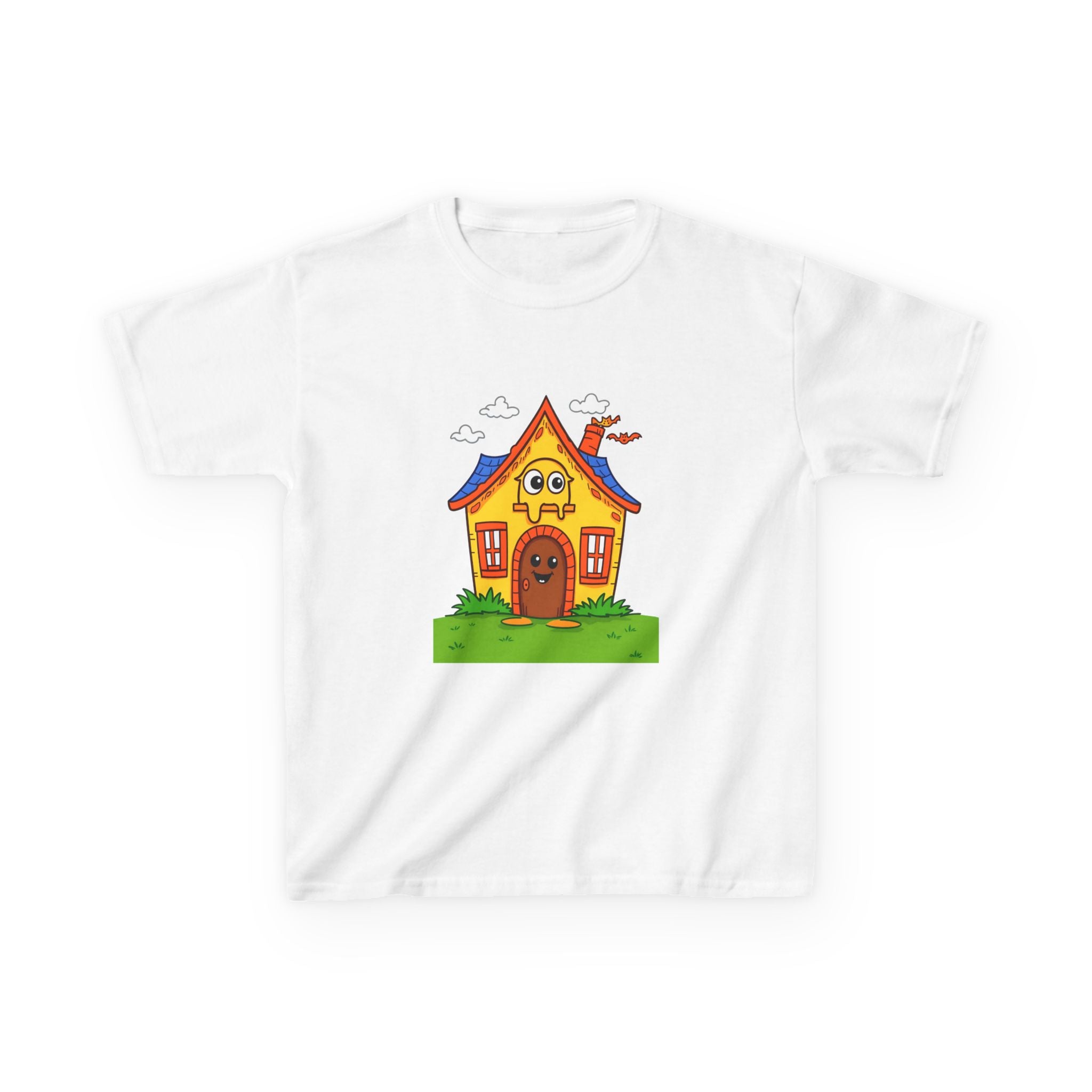 Kids Cartoon House Tee - Playful Cotton Shirt for Children, Birthday Gift, Cute Summer Outfit, Indoor Fun Top, Gifts for Kids